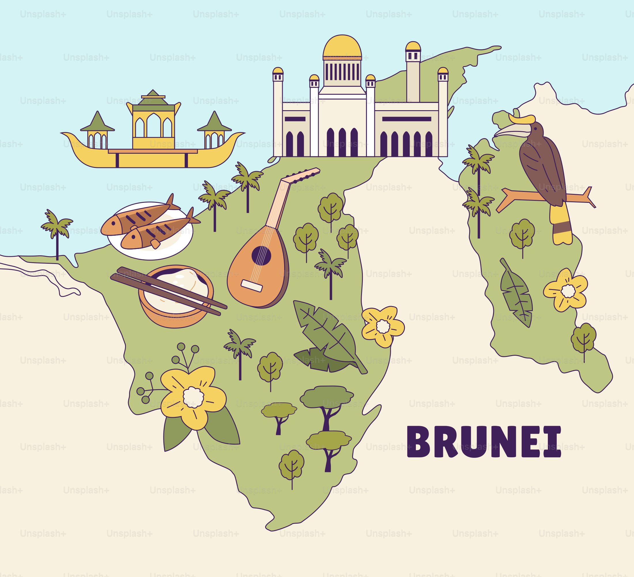 Um mapa do país de Brunel
