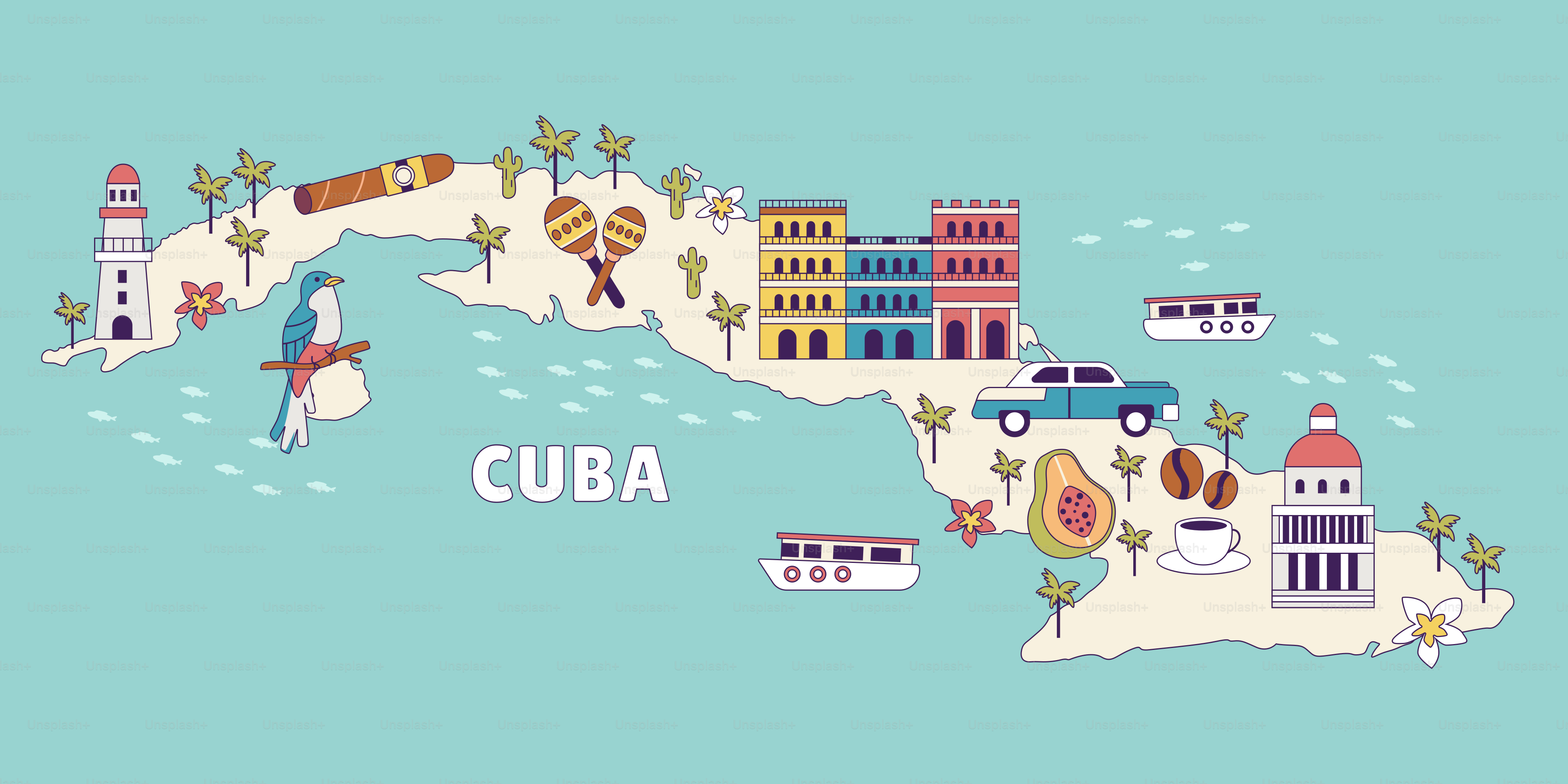 A cross stitch map of cuba