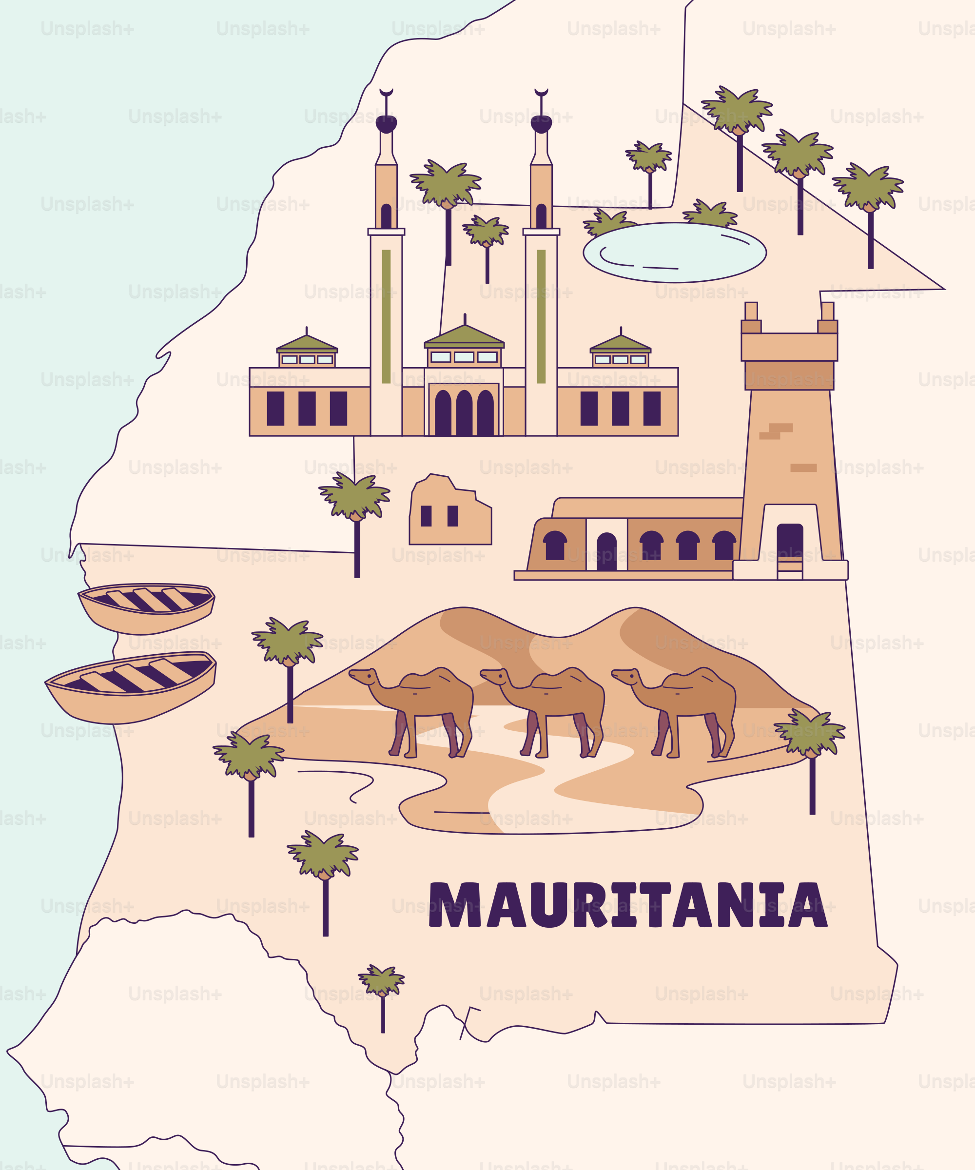 A map of the country of mauritanna