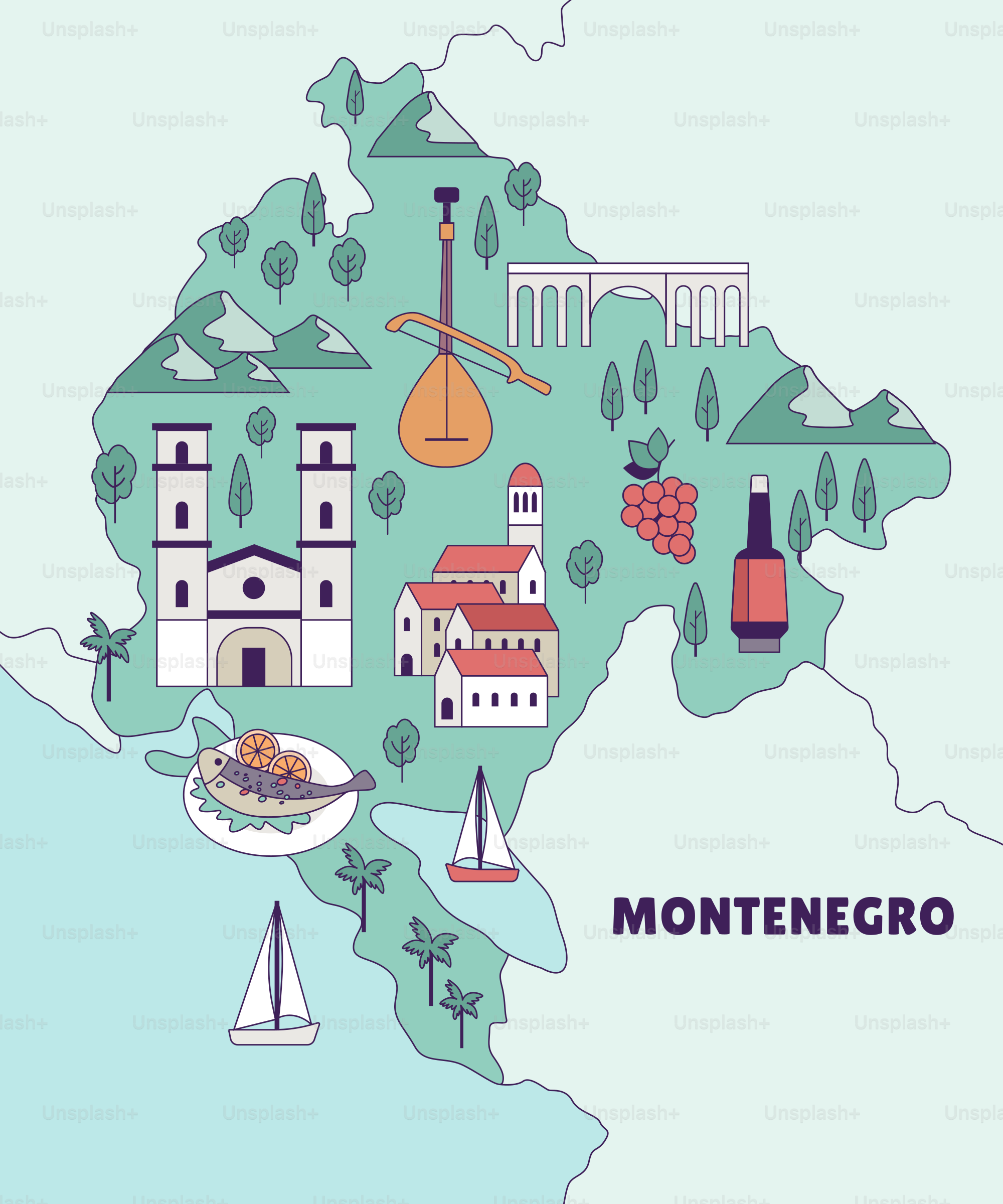 A map of the region of montenegro