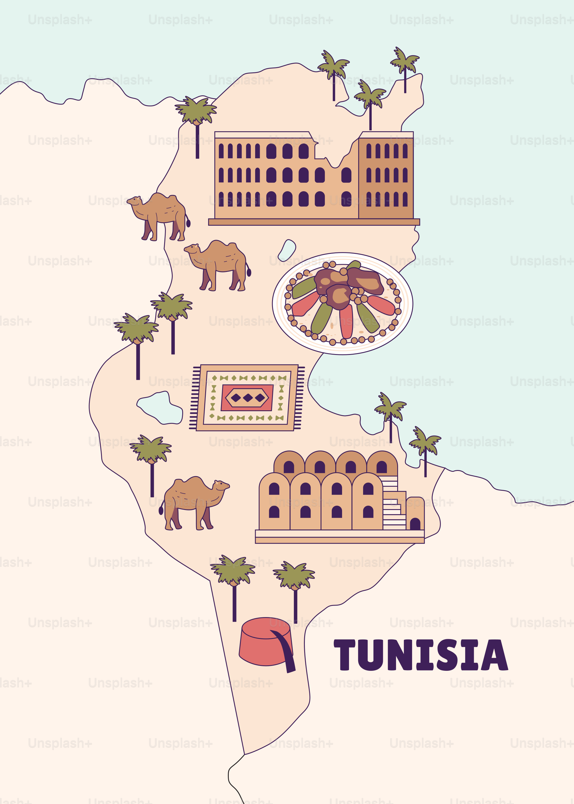 A map of the country of tunis