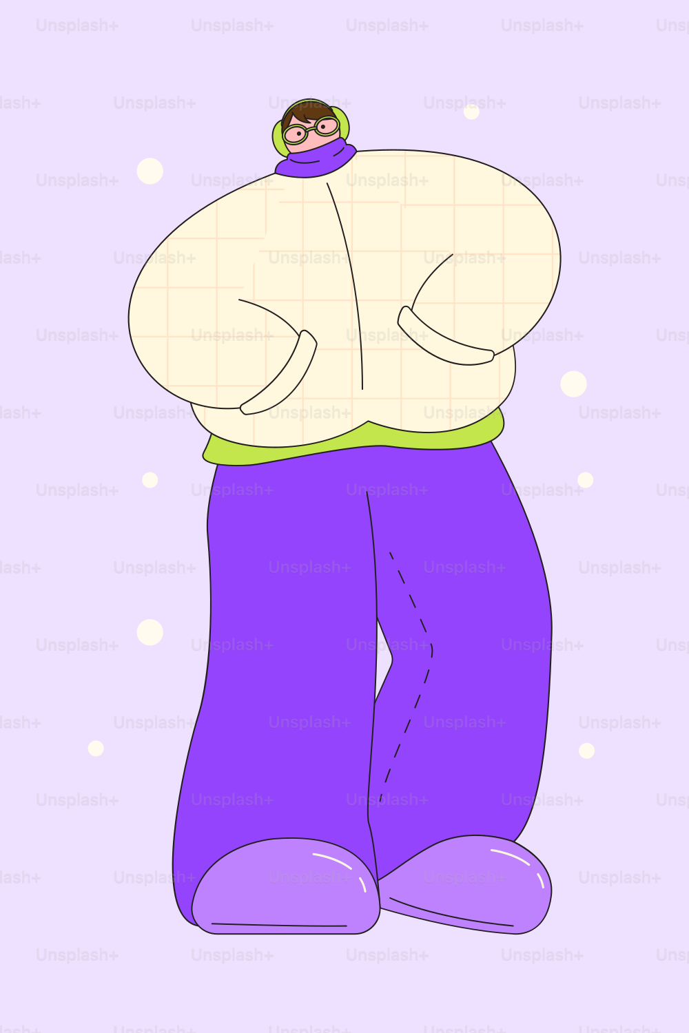 Ein Mann in lila Hosen und weißer Jacke