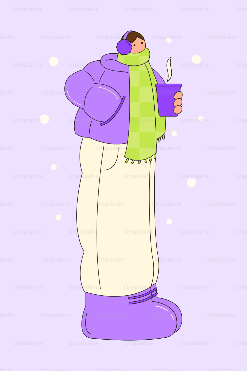 A cartoon of a person holding a cup of coffee