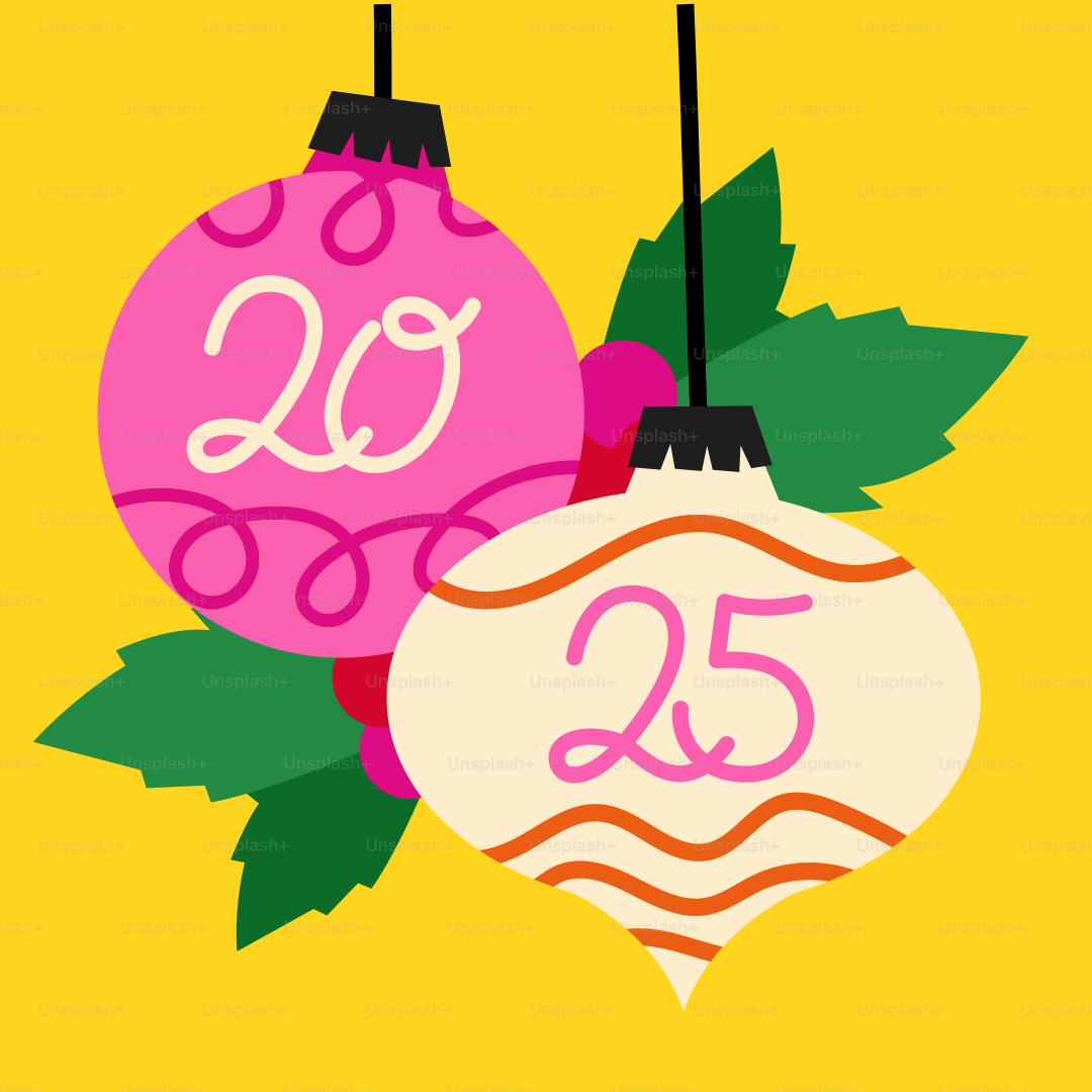 Dua ornamen natal dengan nomor dua puluh dua puluh dua