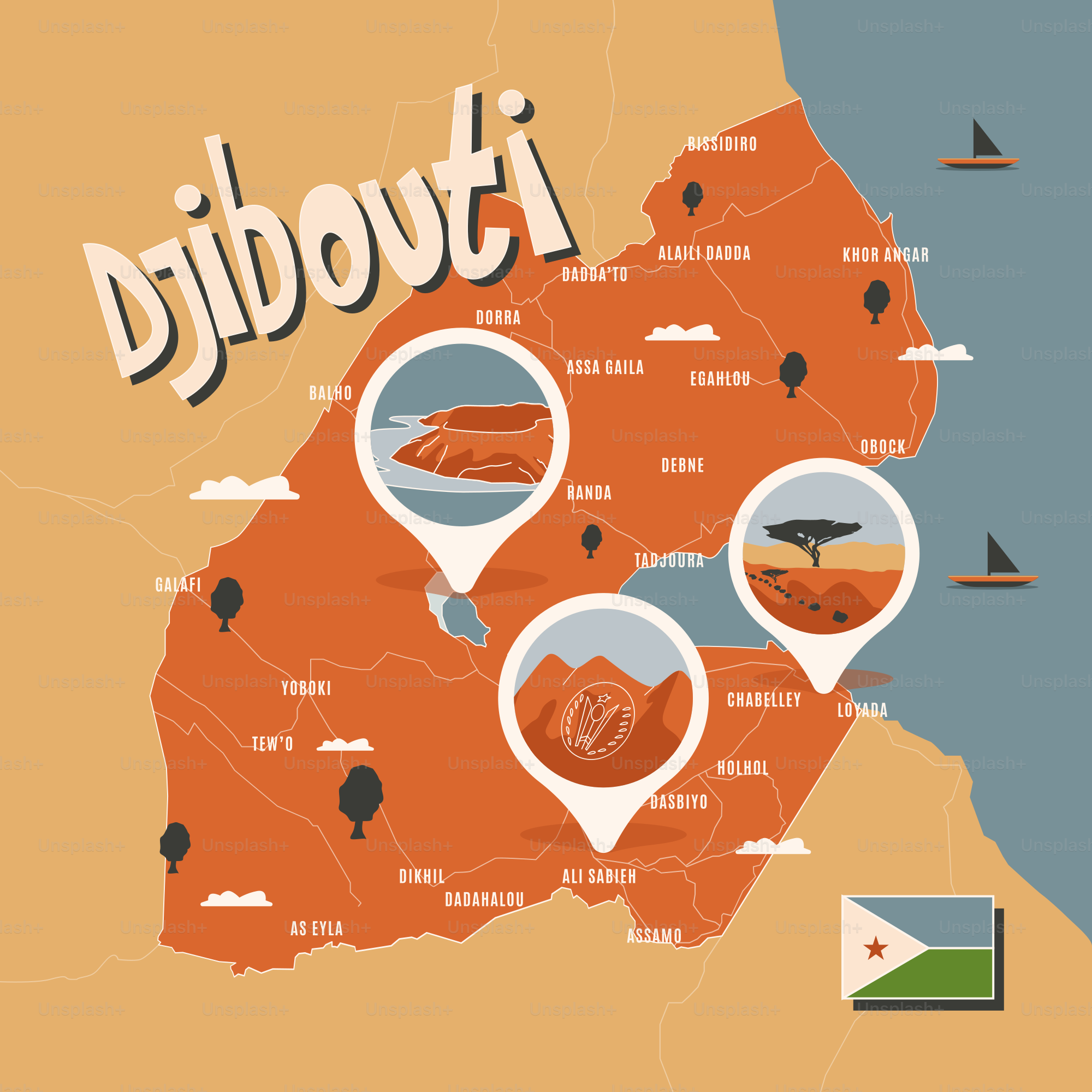 A map of the country of djibouti