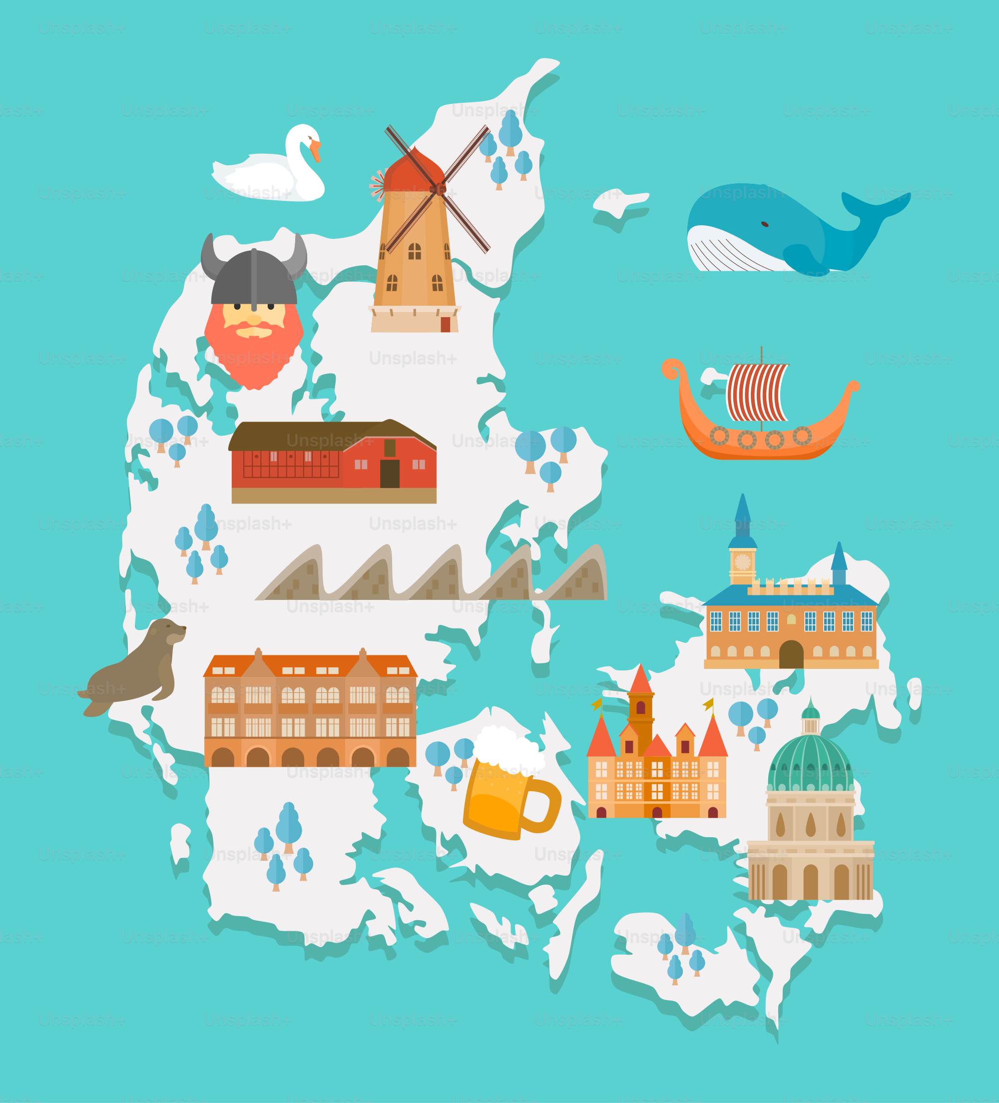 Un mapa del Reino Unido con muchas cosas diferentes