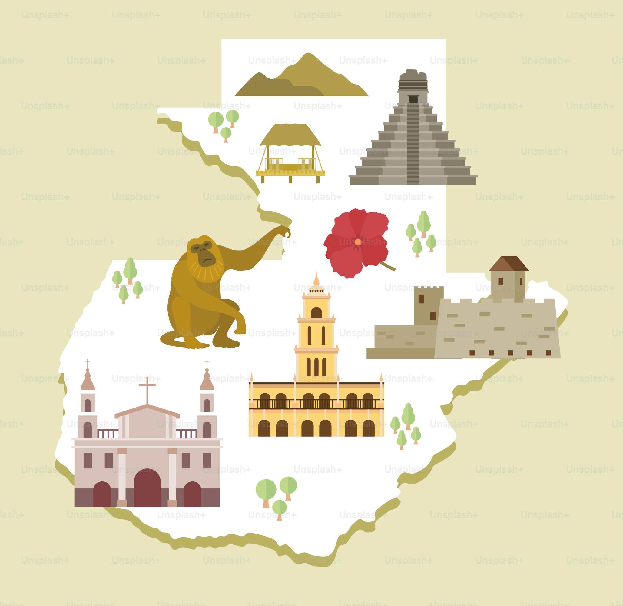 An illustrated map of the state of texas