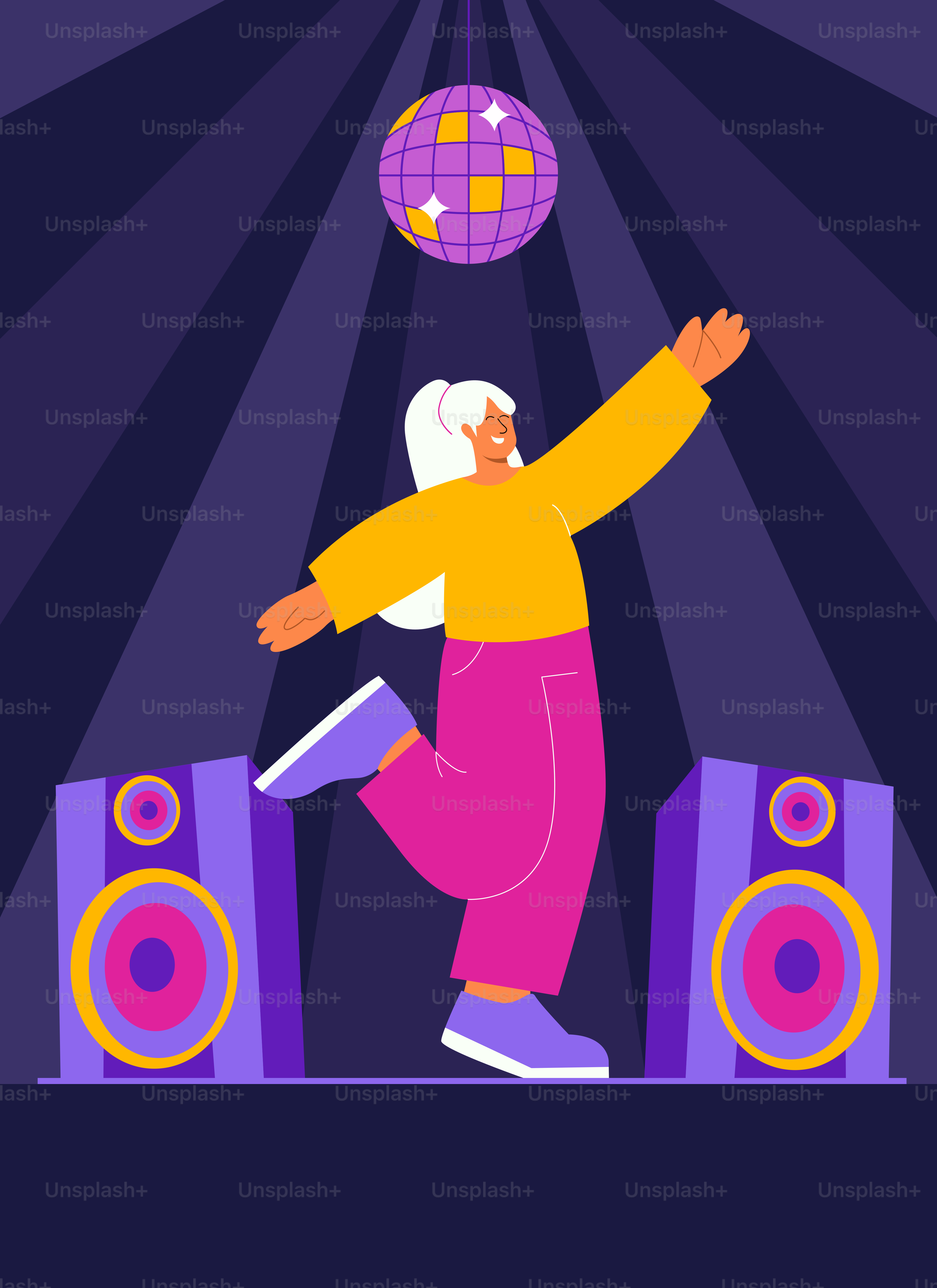 A man standing on a stage with a disco ball above his head