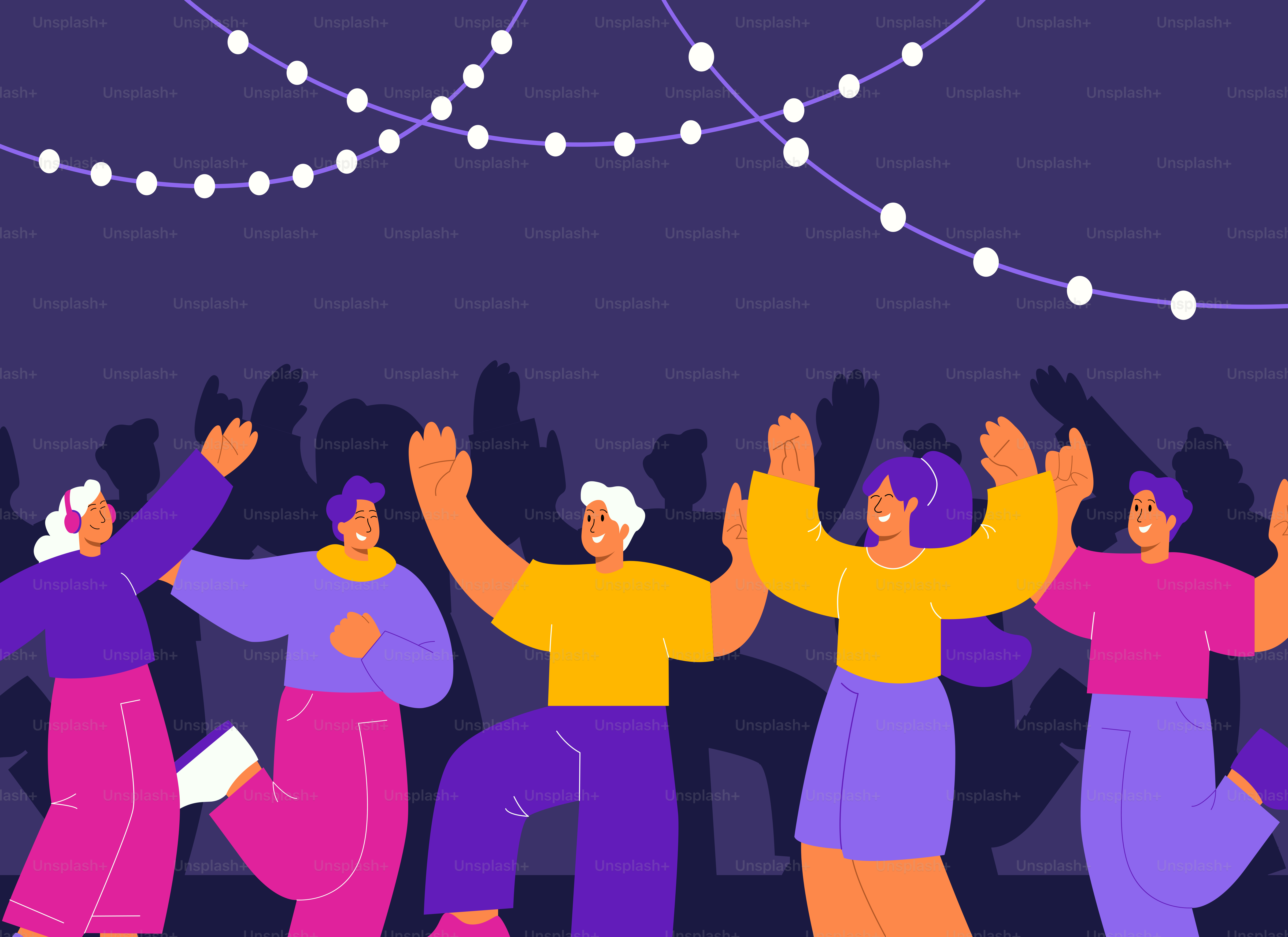 A group of people standing around each other with their arms in the air