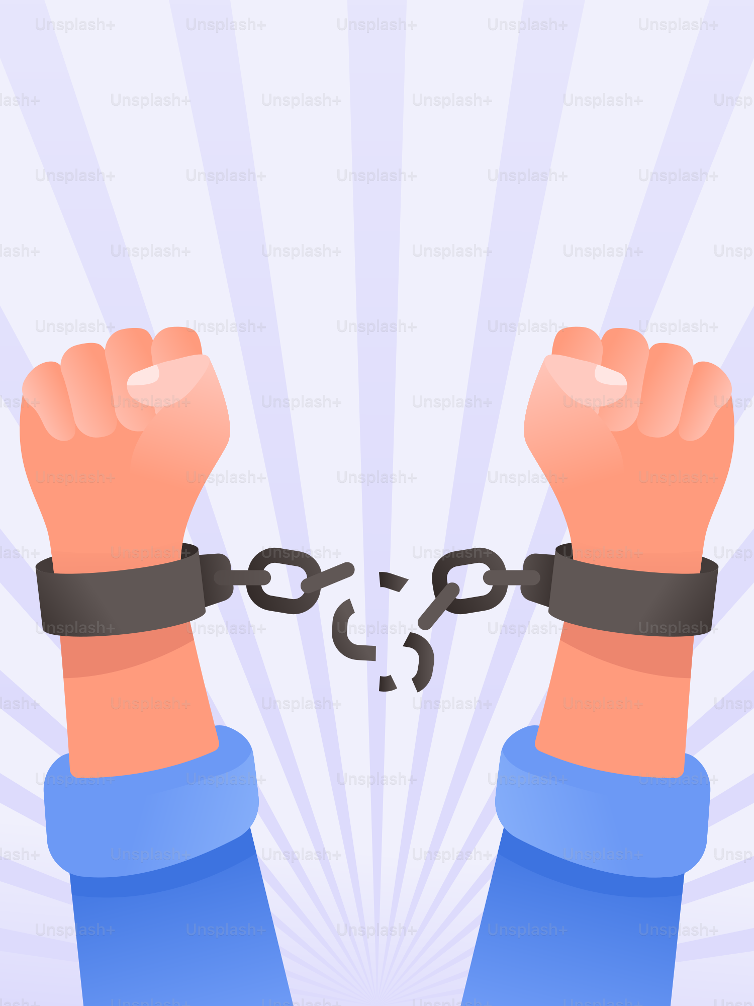 Un dessin animé d’une main avec une chaîne attachée