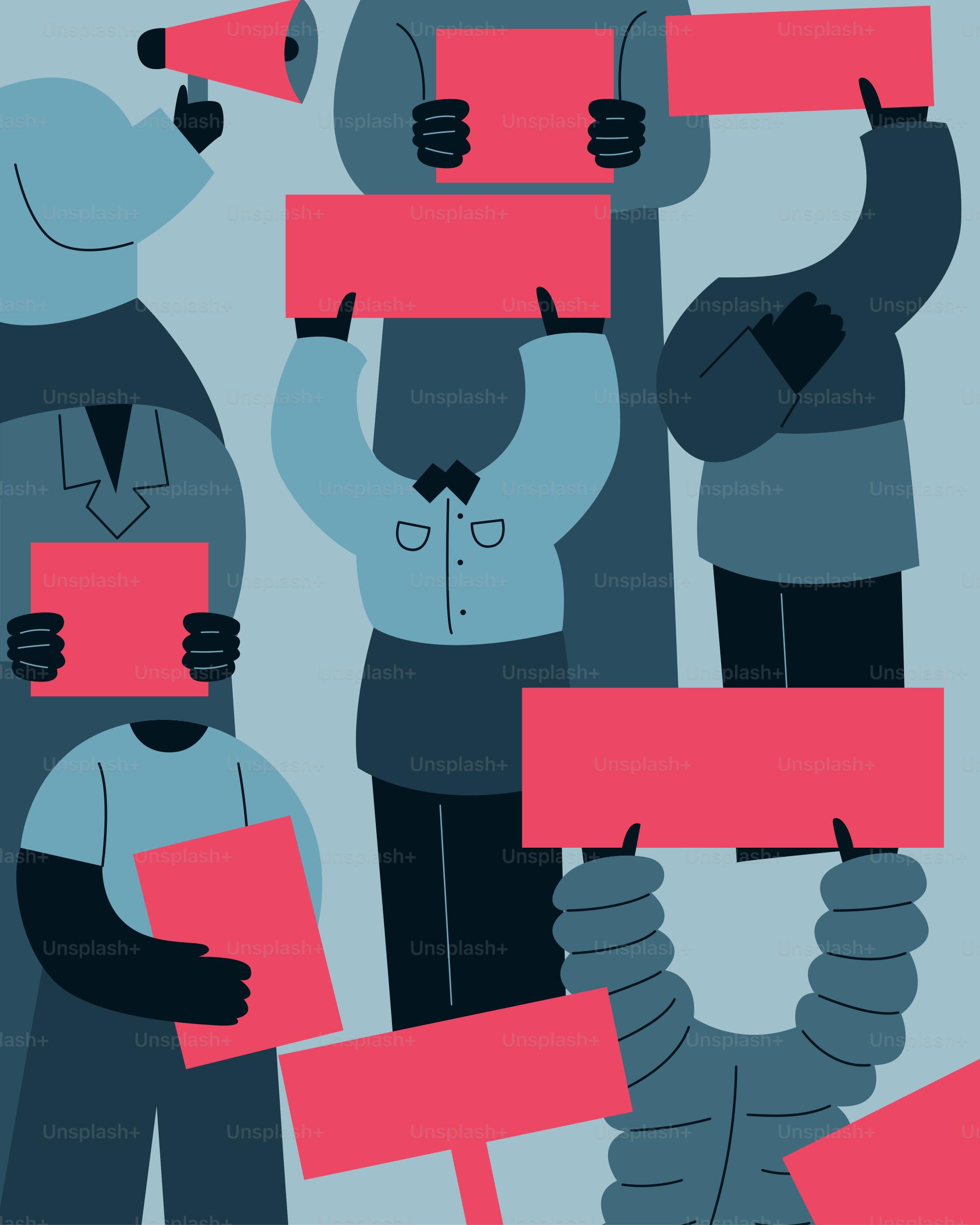 A group of people holding up red signs