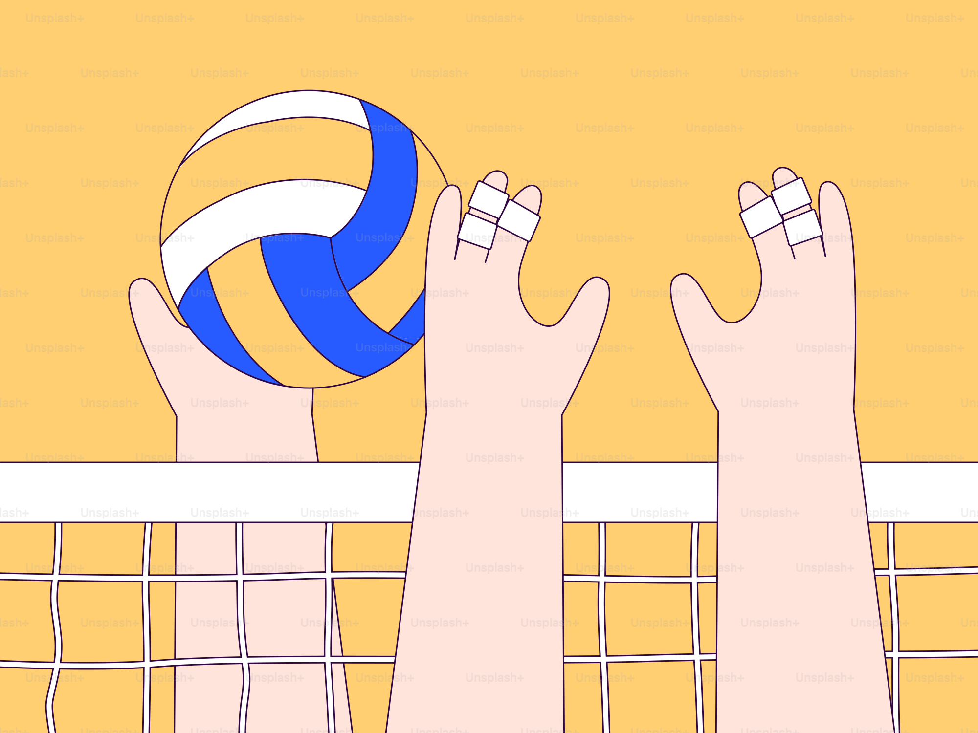 Due giocatori di pallavolo che raggiungono la palla oltre la rete