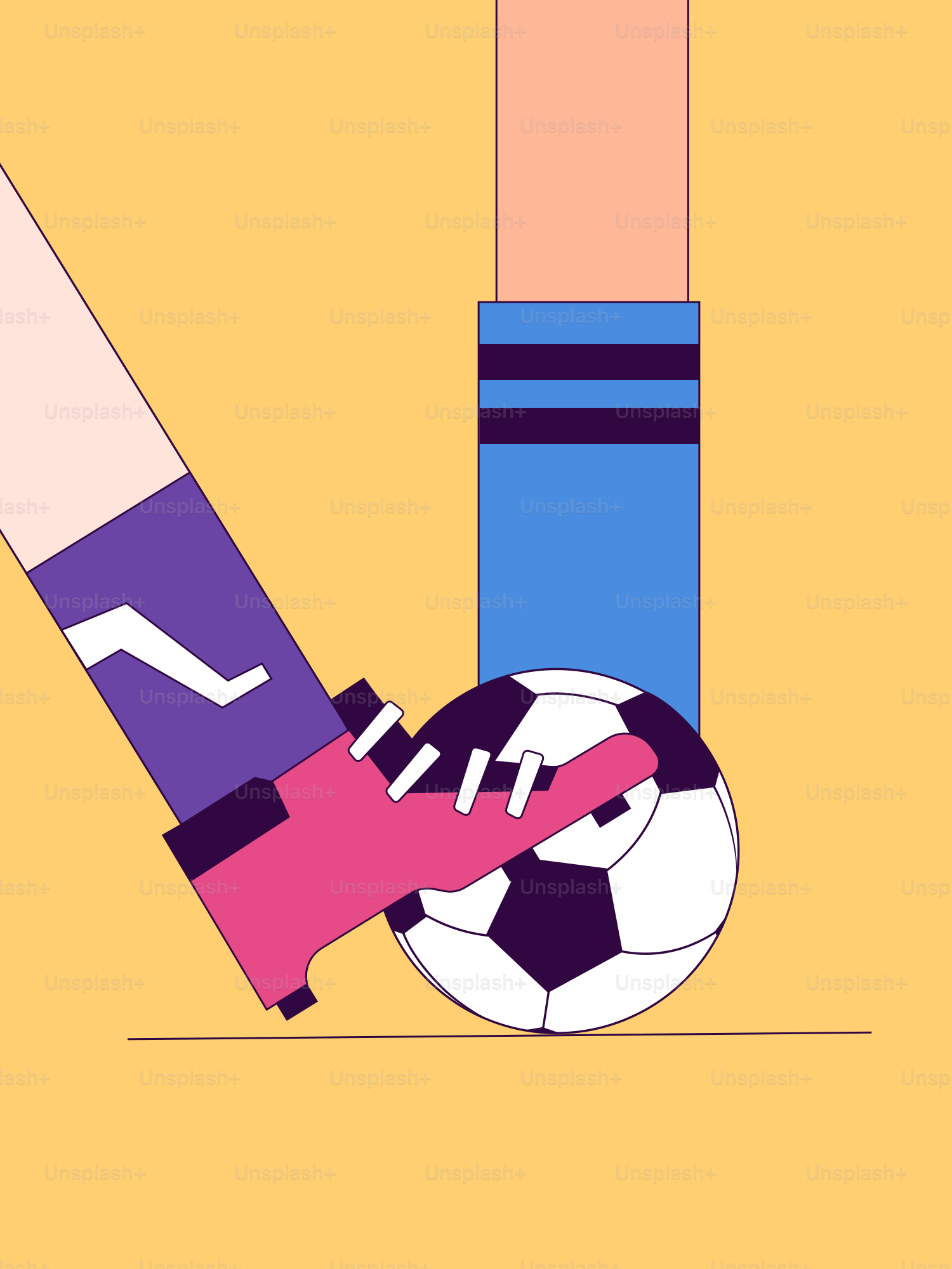 Un poster di un giocatore di calcio che calcia un pallone da calcio