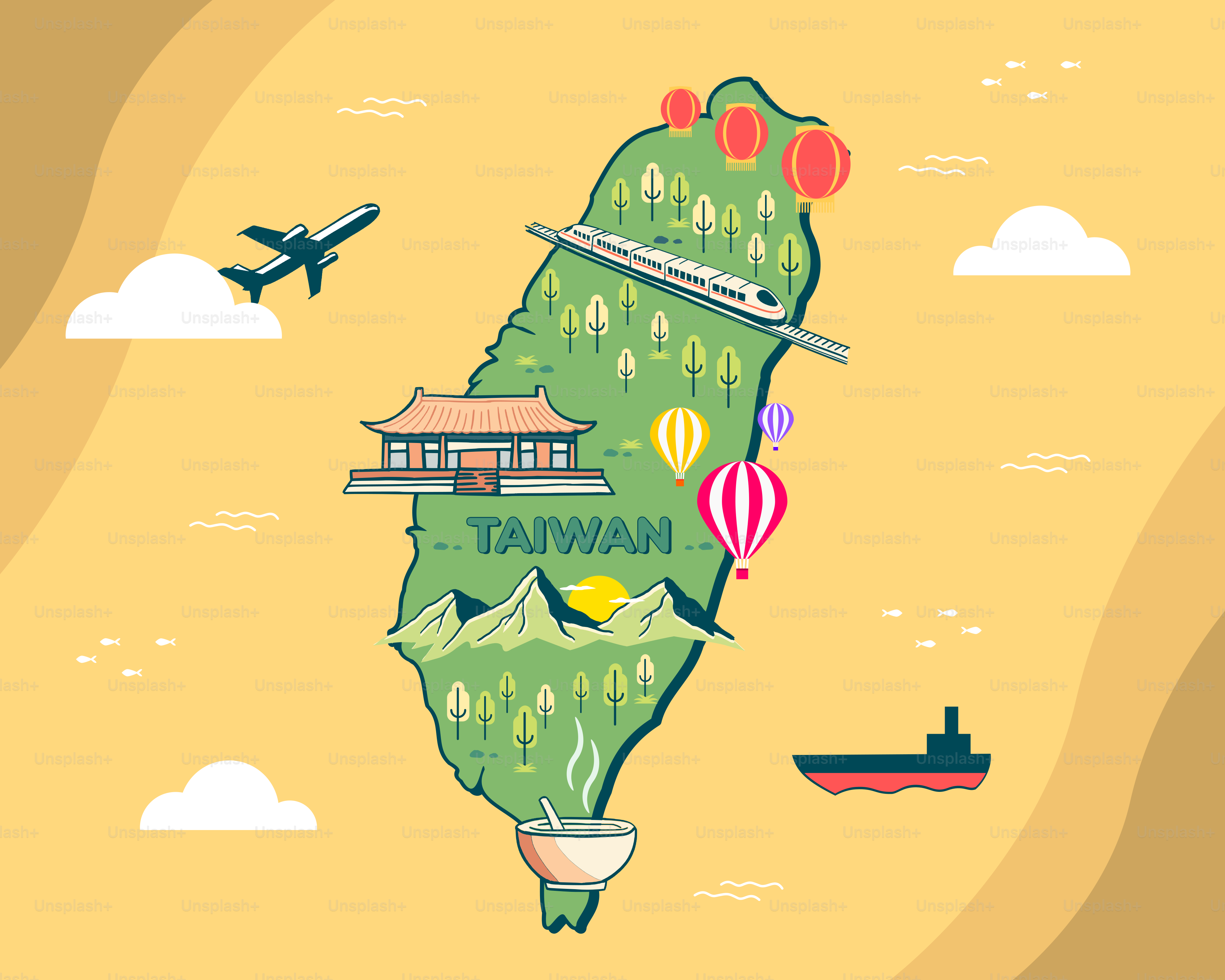 A map of hawaii with a lot of different things on it