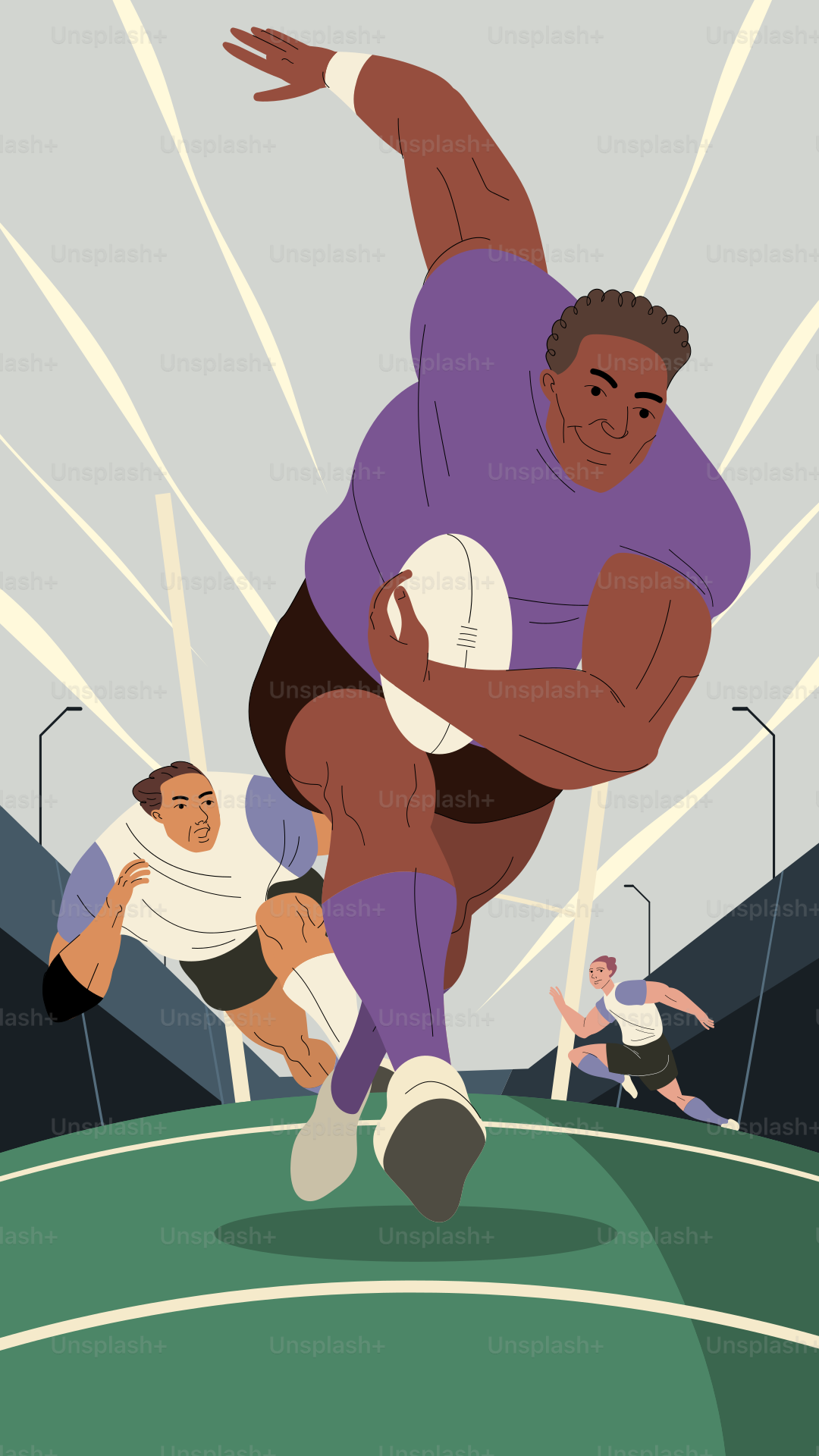 A man is running with a football on a field