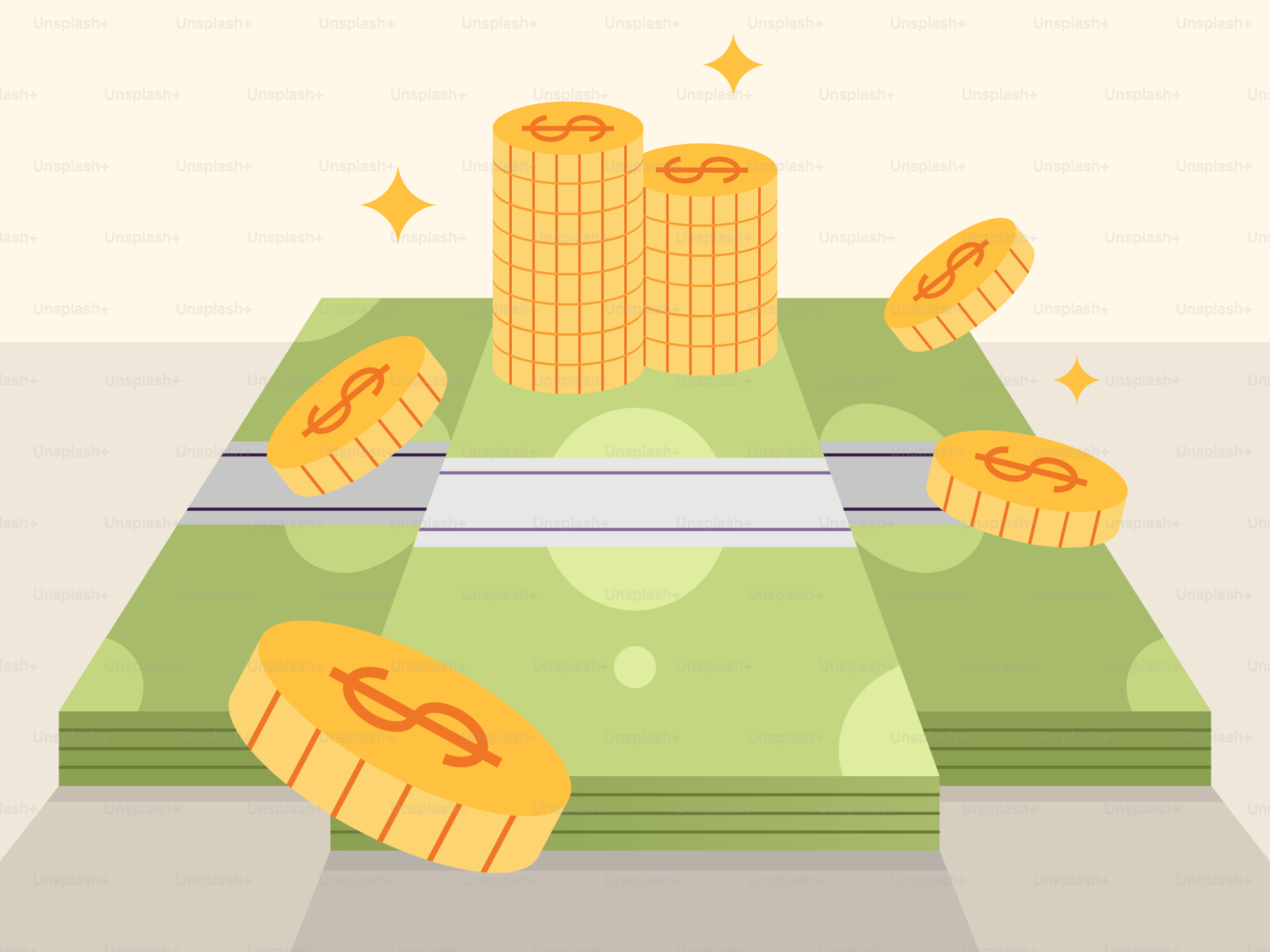 A pile of money sitting on top of a table