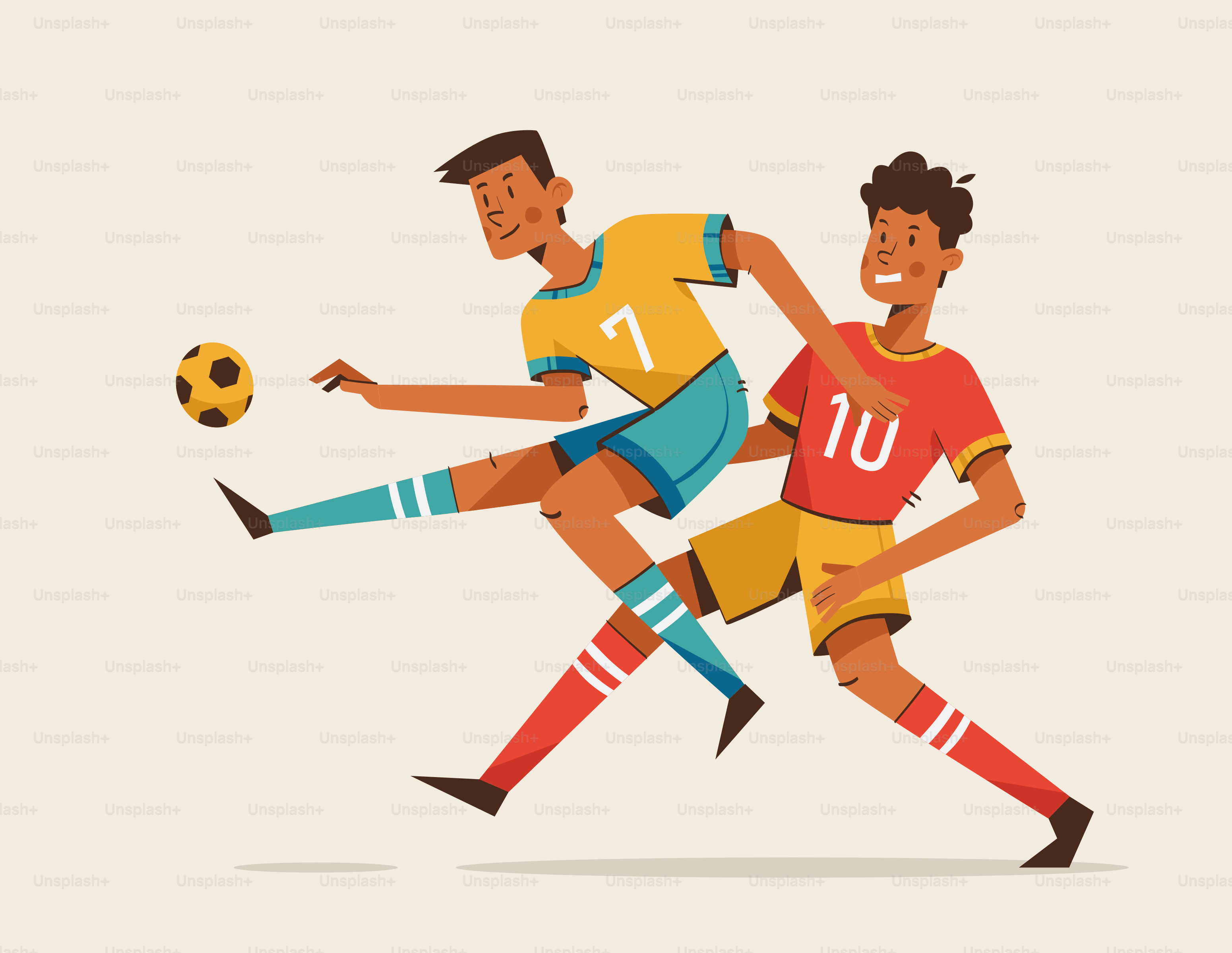 Un par de hombres jugando un partido de fútbol