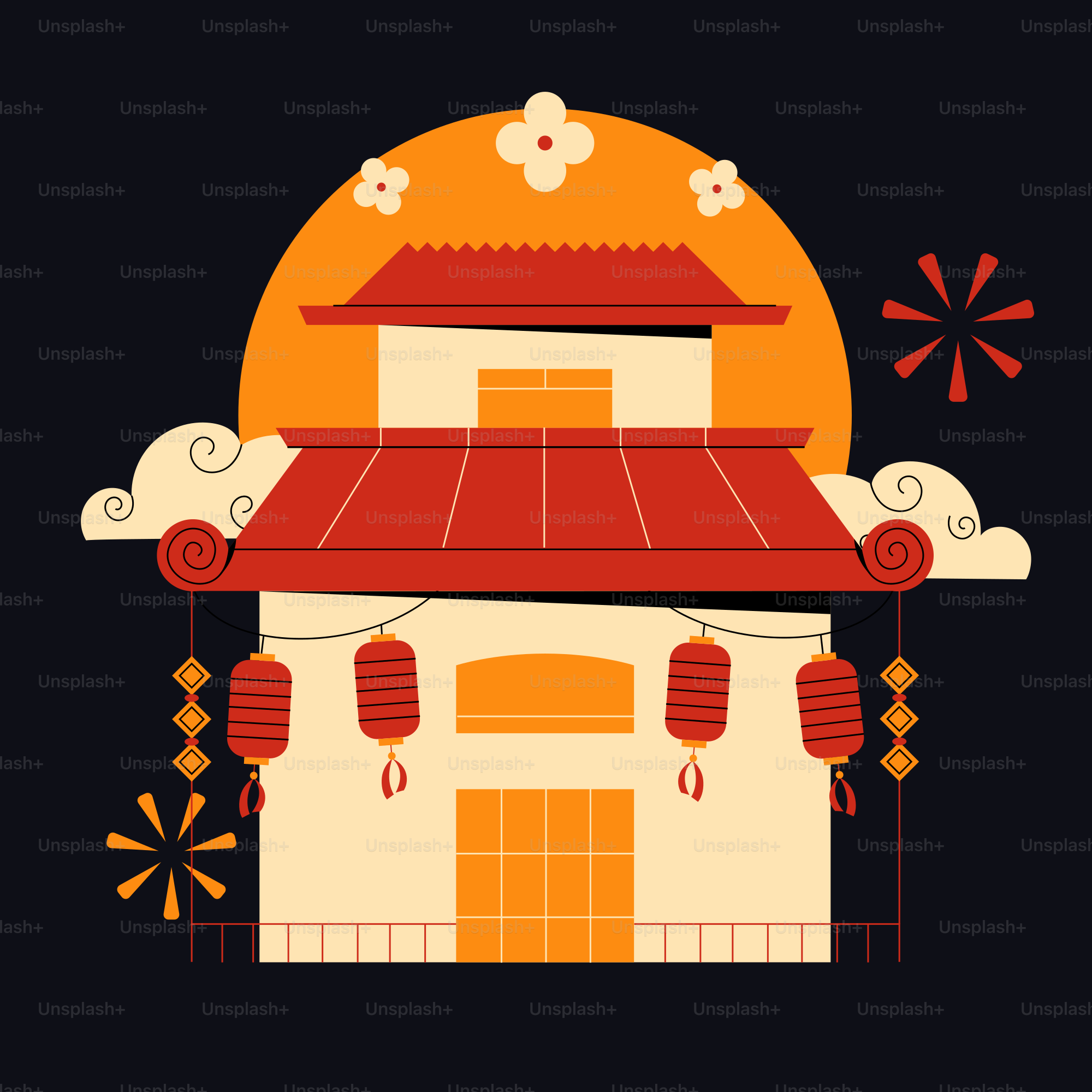 A house with a red roof and a red roof