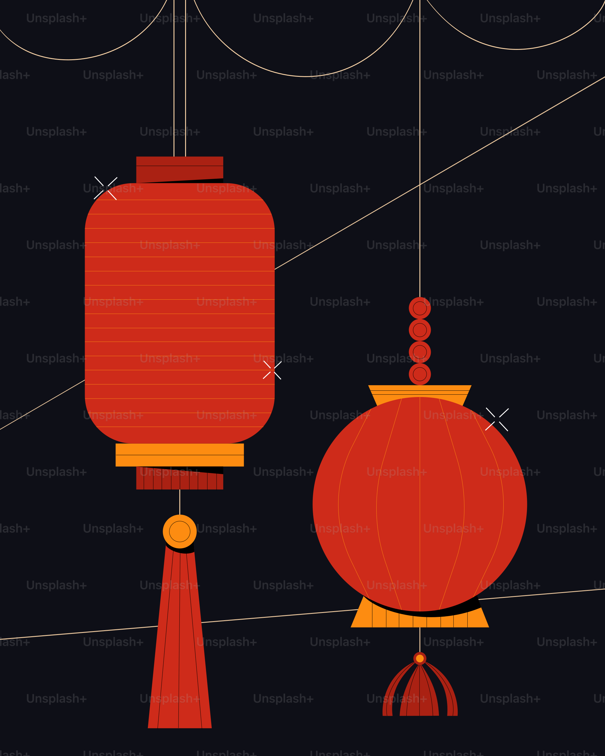 A couple of red lanterns hanging from strings