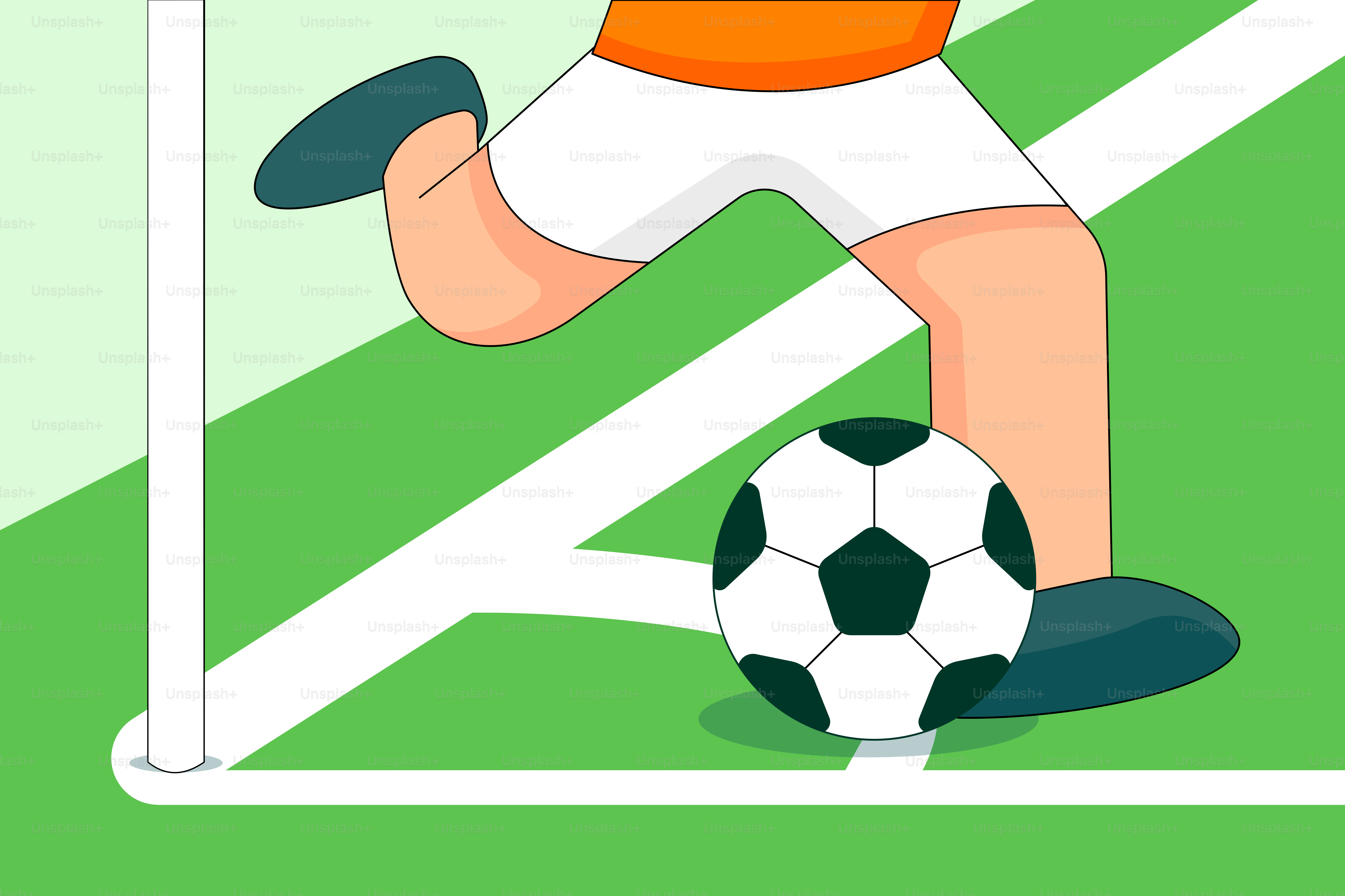 Un hombre pateando un balón de fútbol encima de un campo