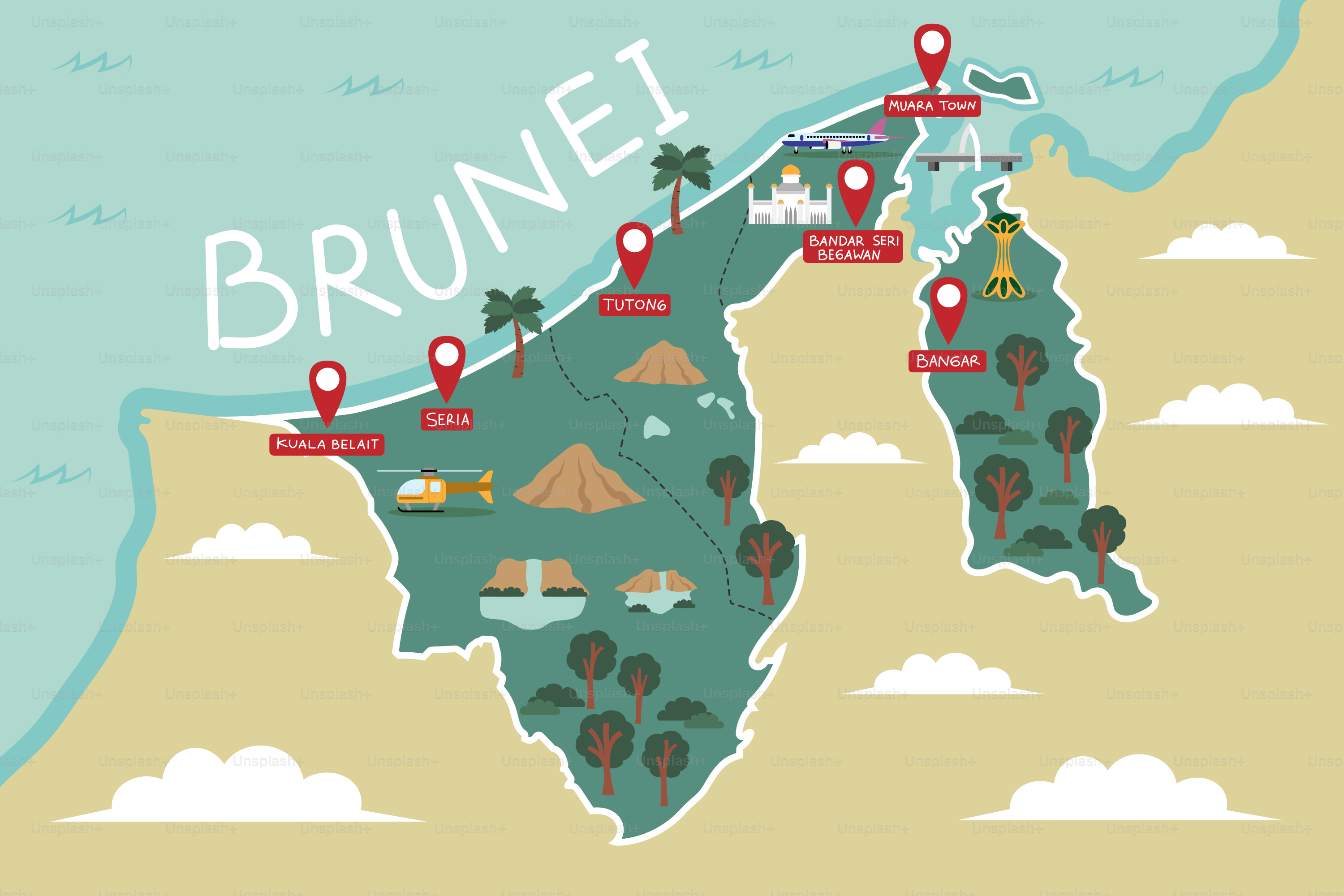 A map of the island of brunel