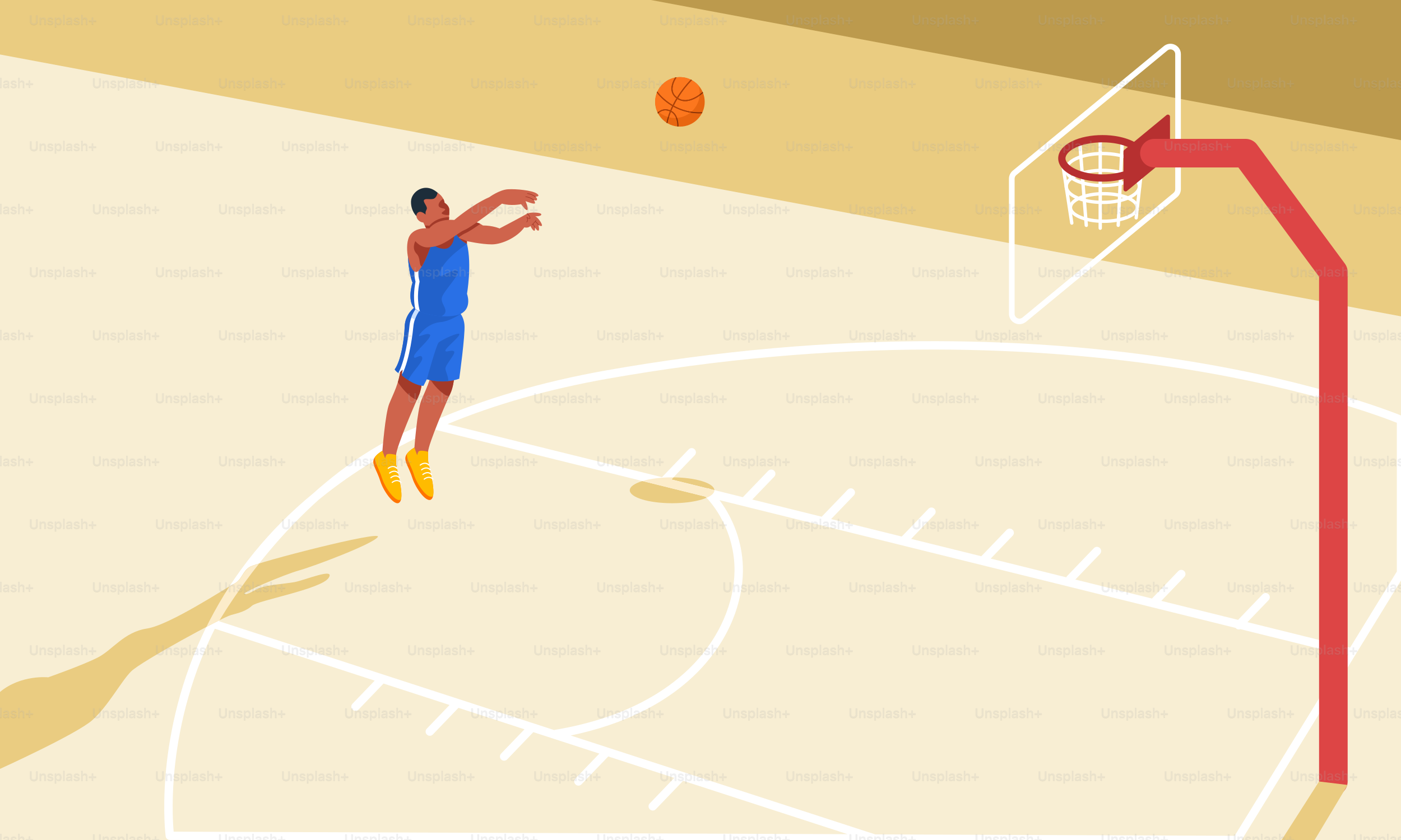 A man is playing basketball on a court