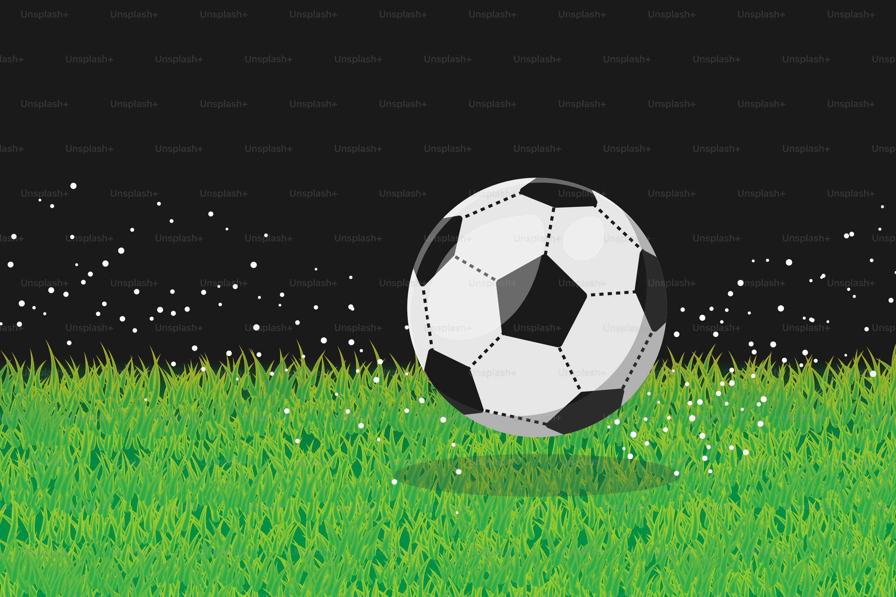 Un balón de fútbol sobre un campo verde y frondoso