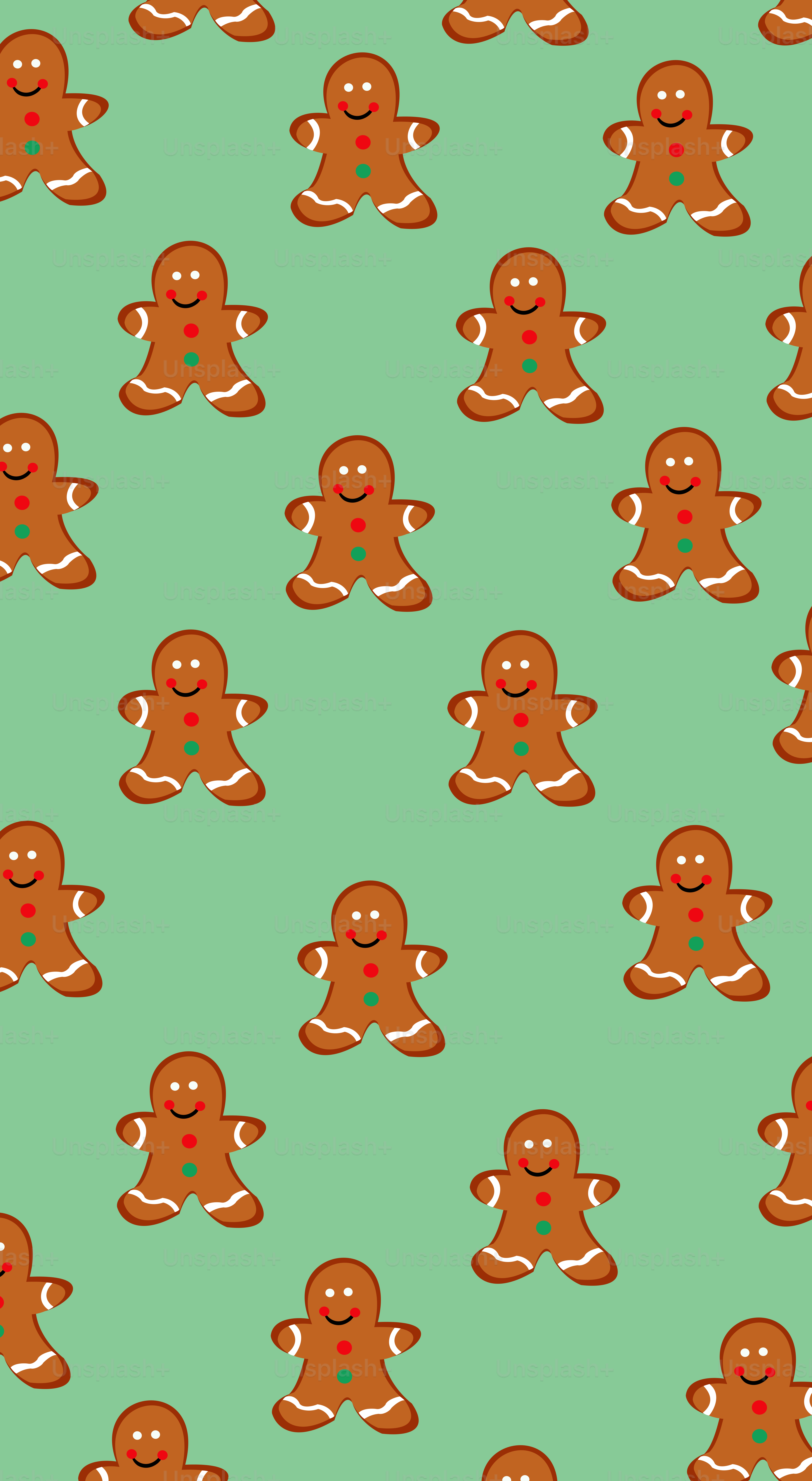 A pattern of gingers on a green background