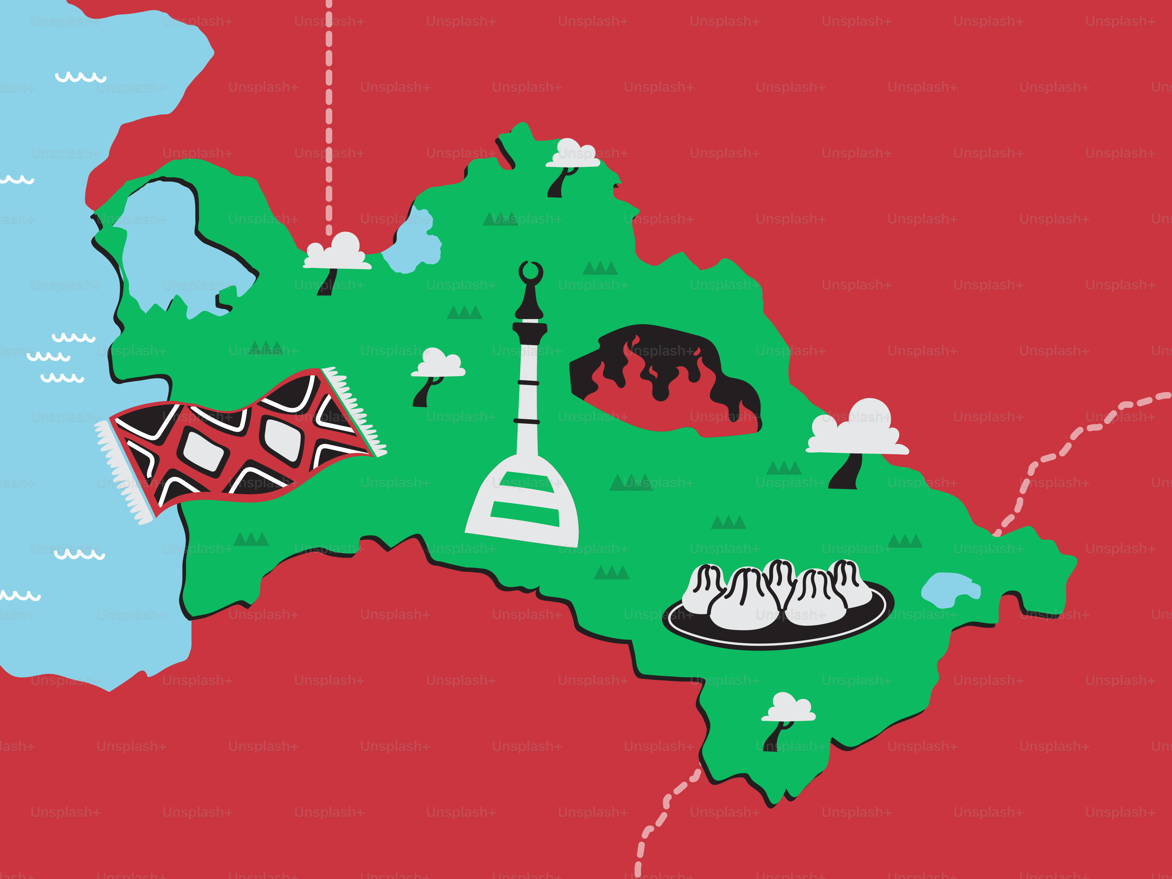Une carte d’un pays avec beaucoup de choses différentes dessus