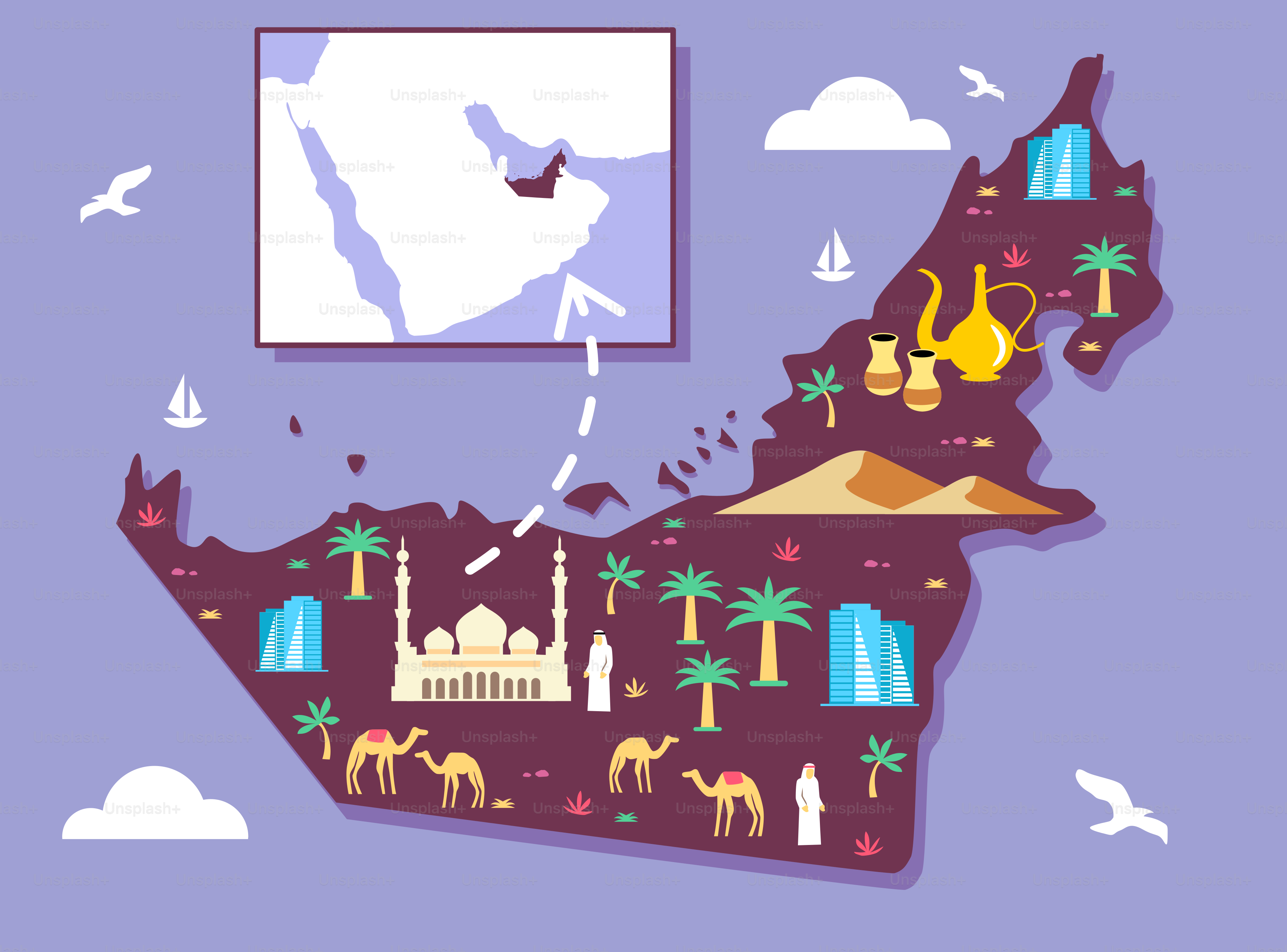 A map of the middle east with a lot of different things on it