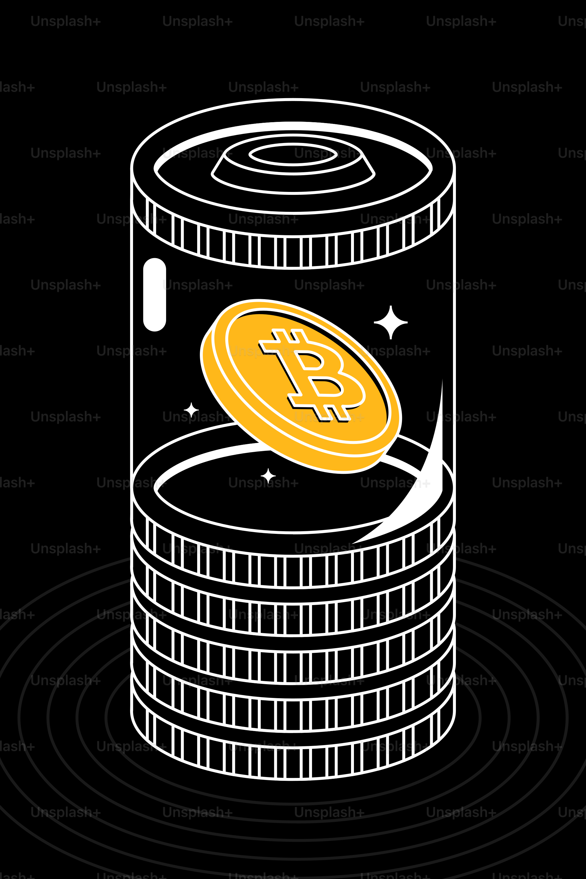 A stack of coins with a bitcoin coming out of it vector – Money Image on  Unsplash