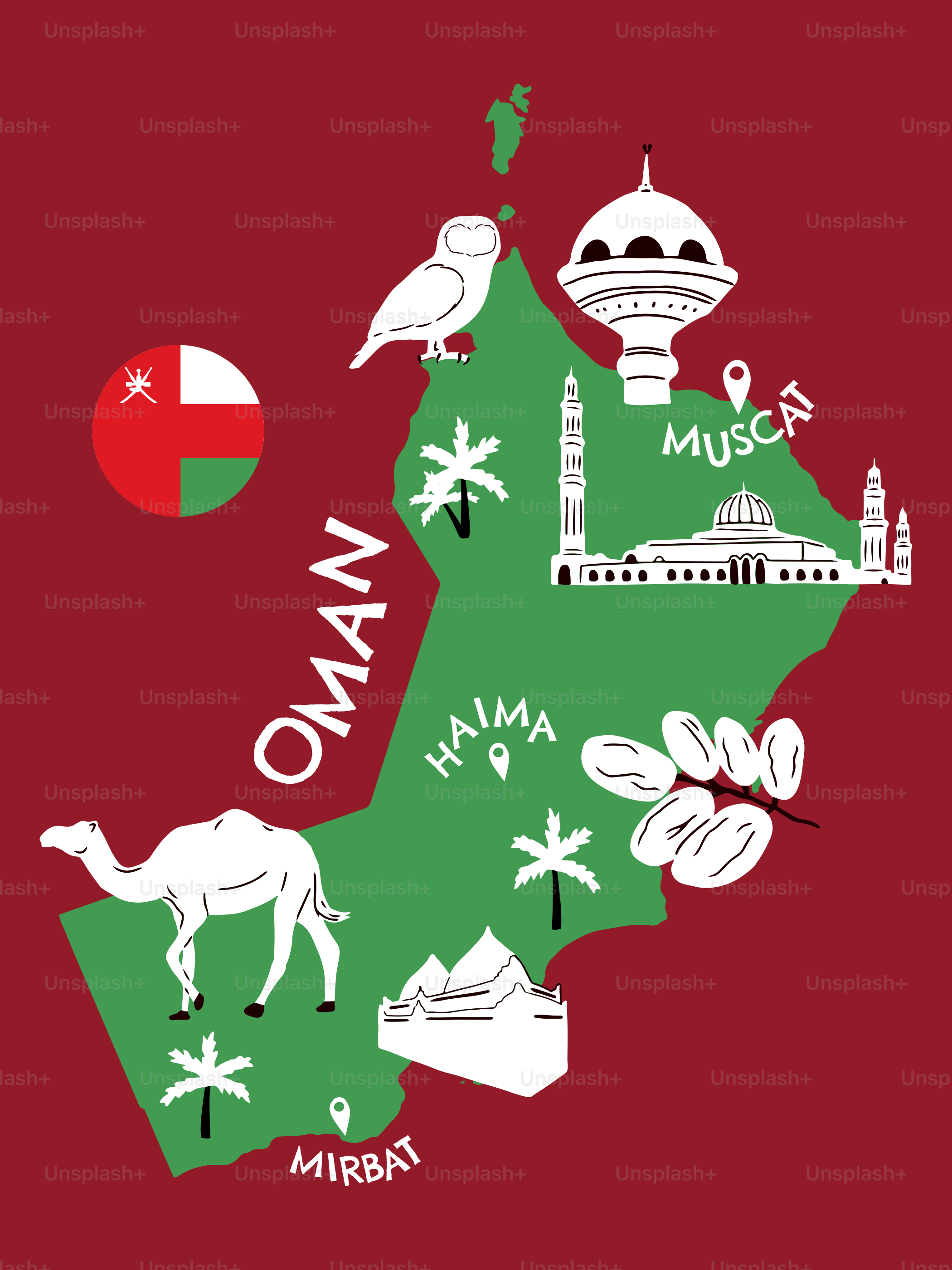 A map of the country of oman