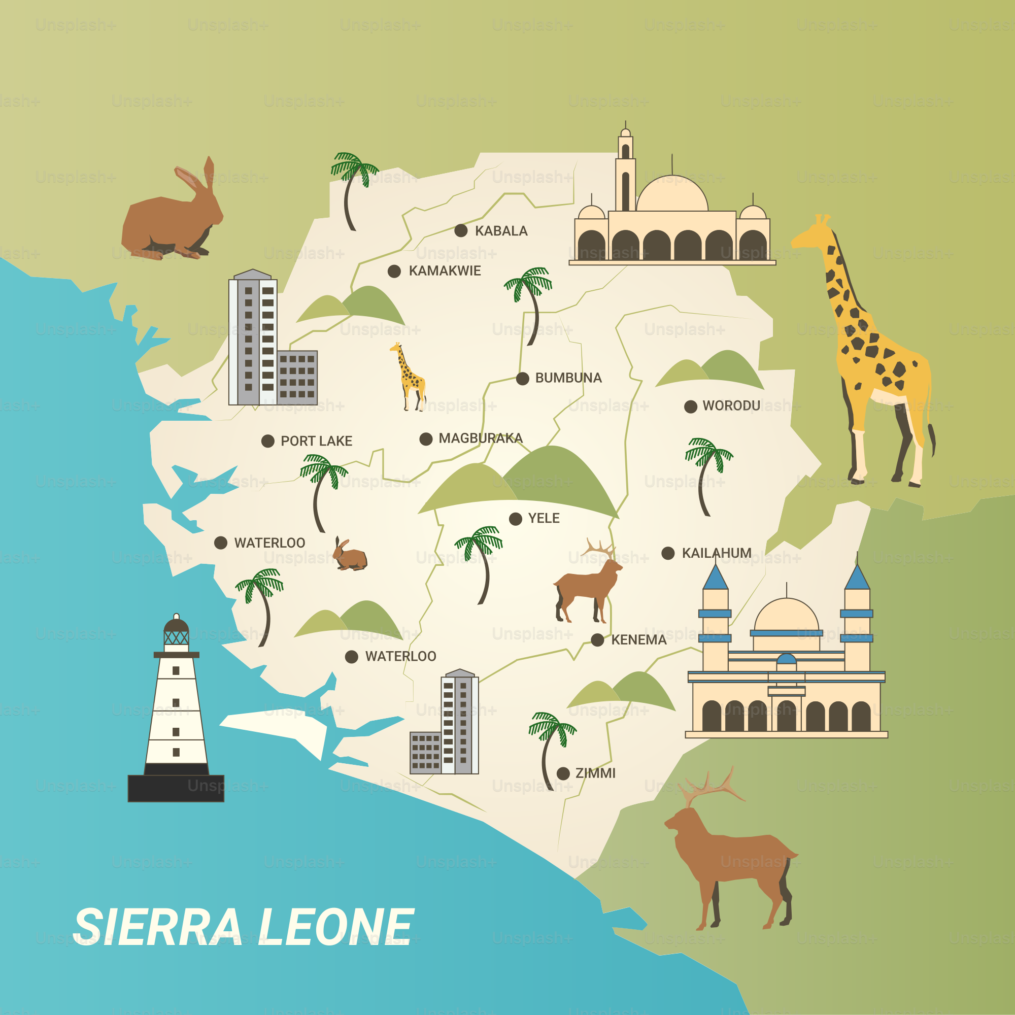 A map of the country of sierra leone