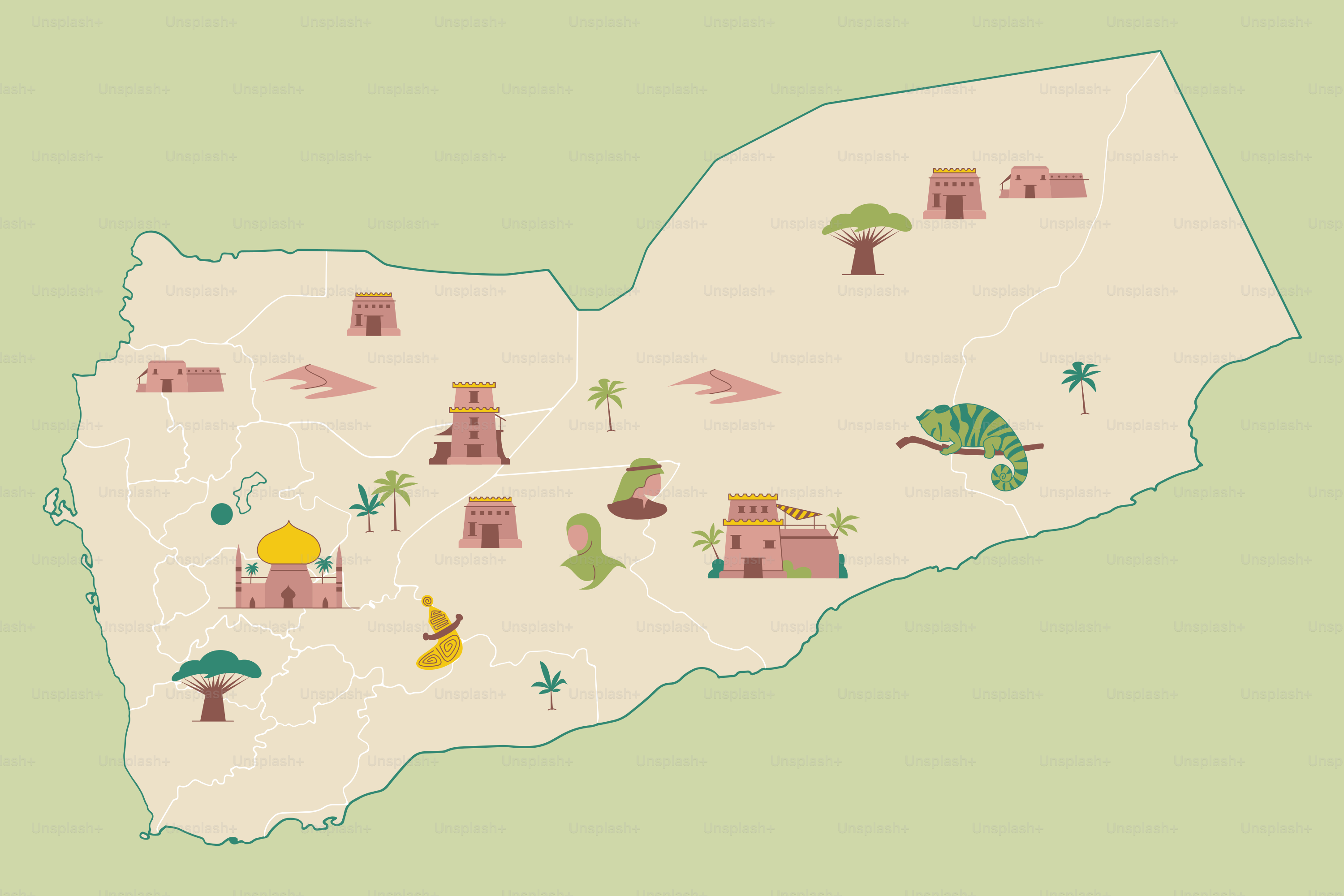 A map of a country with a lot of trees