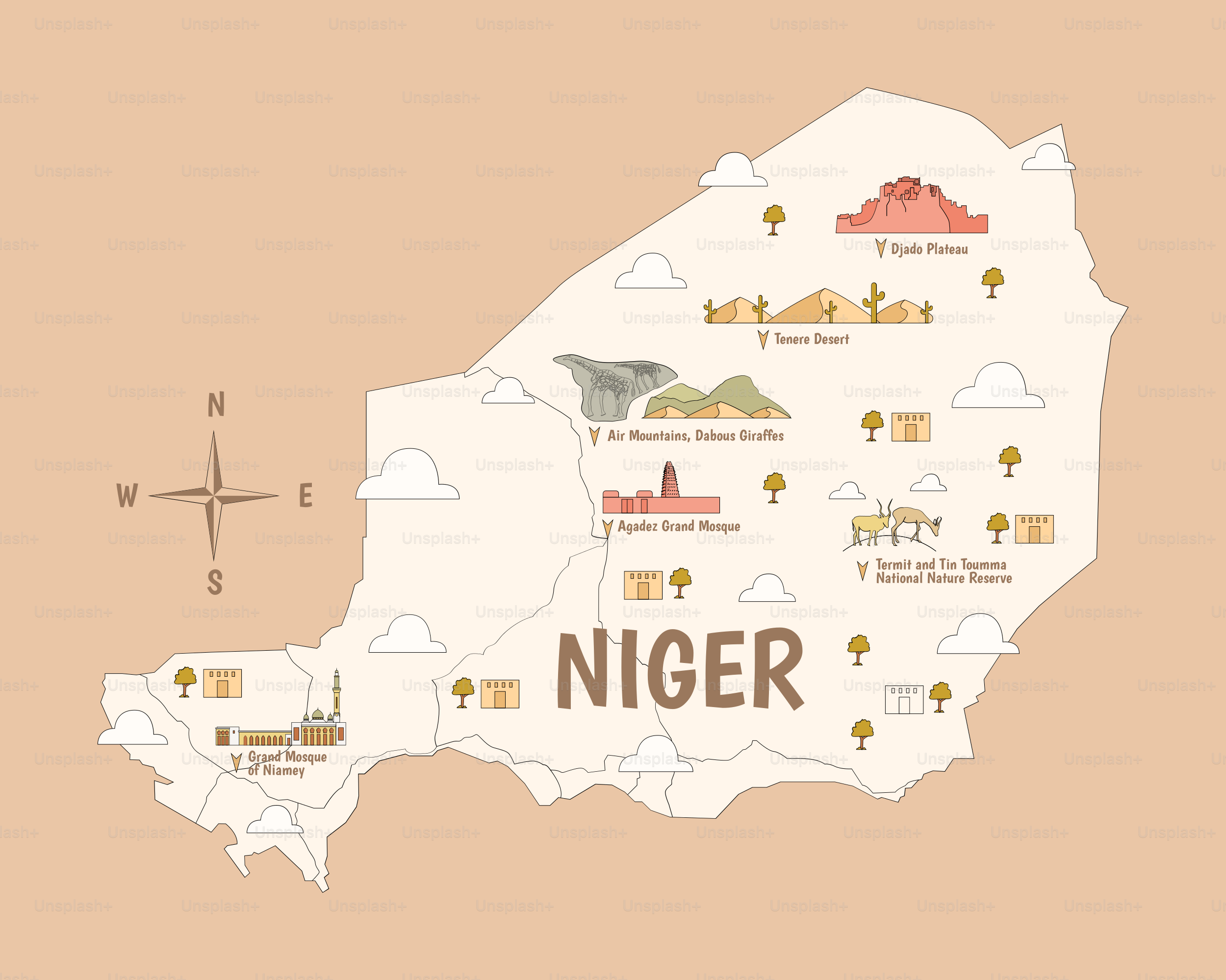 Eine Karte der Stadt Niger