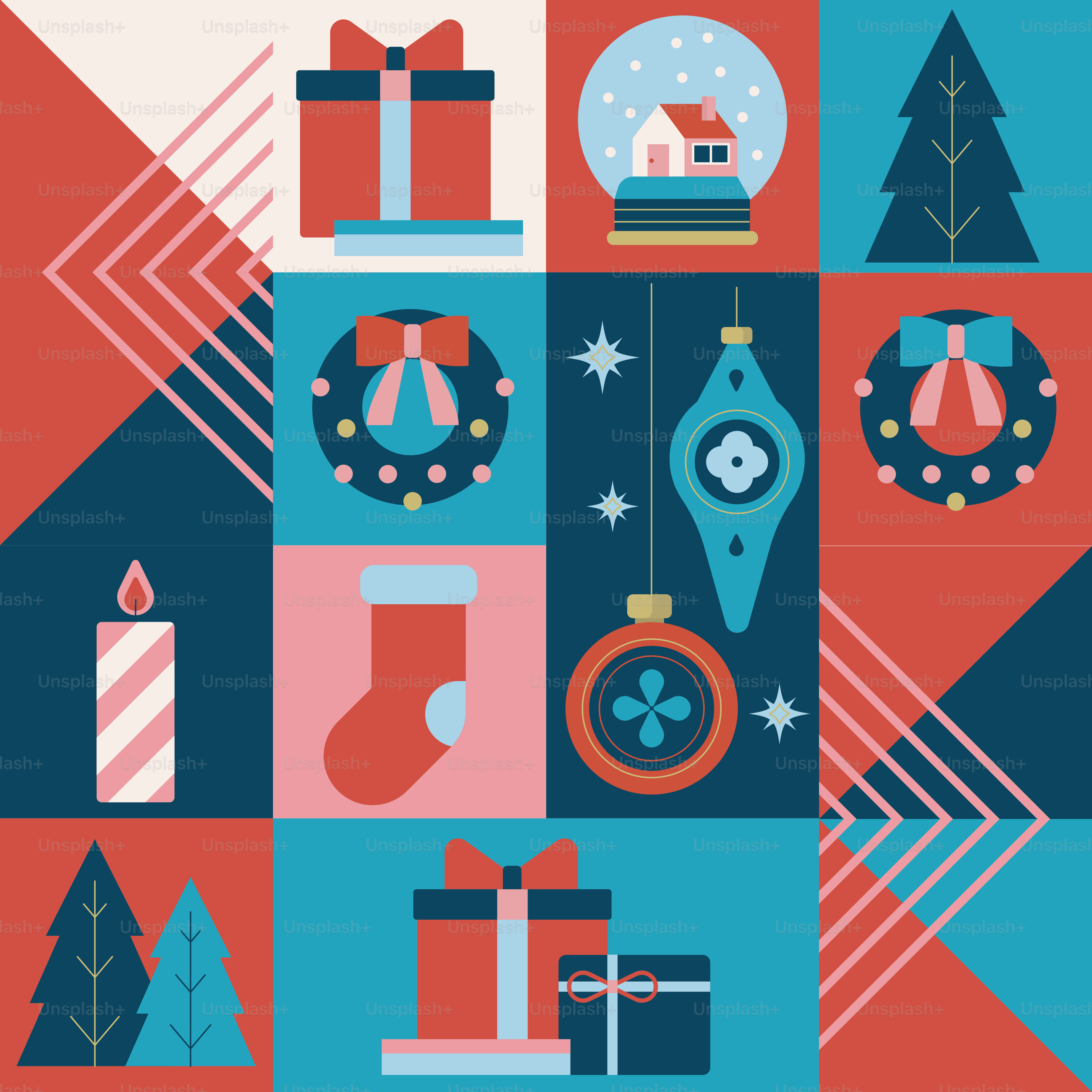 Une carte de Noël avec des cadeaux et des cadeaux dessus