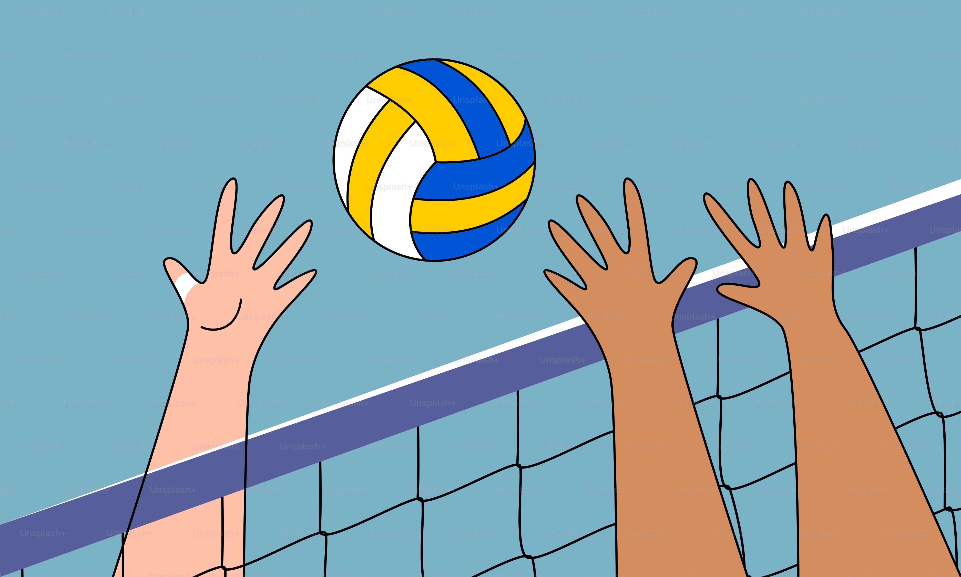 Un grupo de personas jugando al voleibol en una cancha