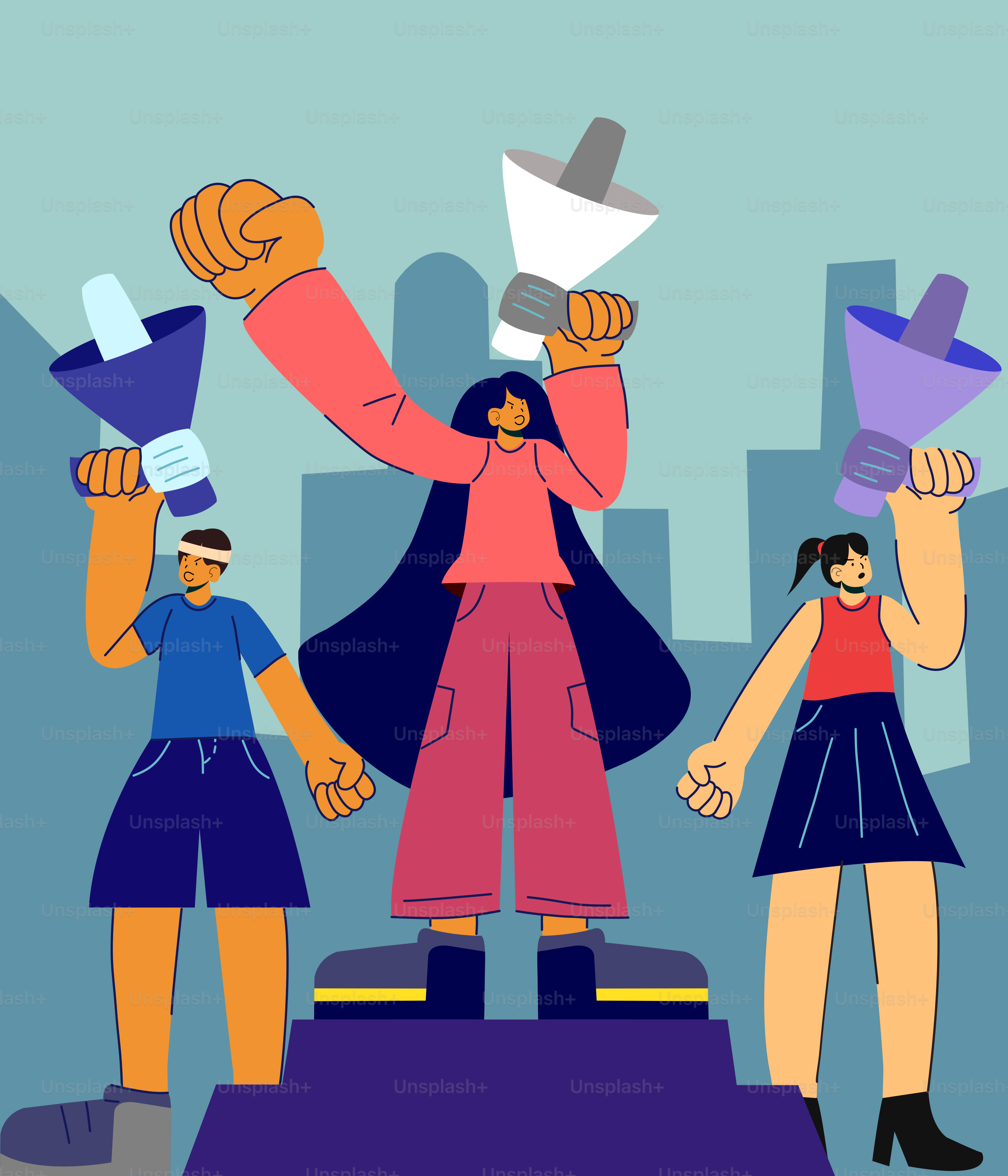 A group of people standing on top of a podium