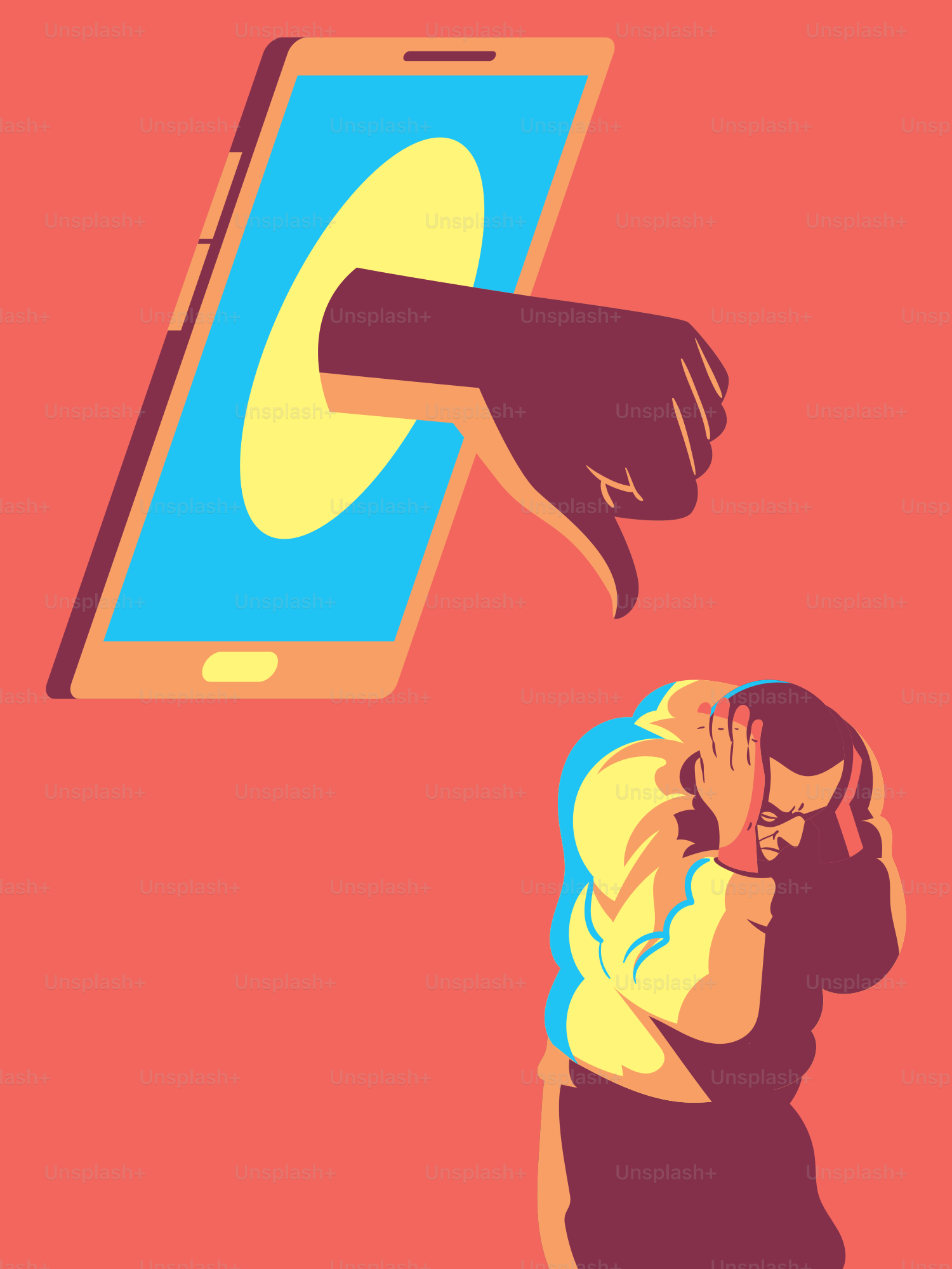 Una donna in piedi davanti a un cellulare