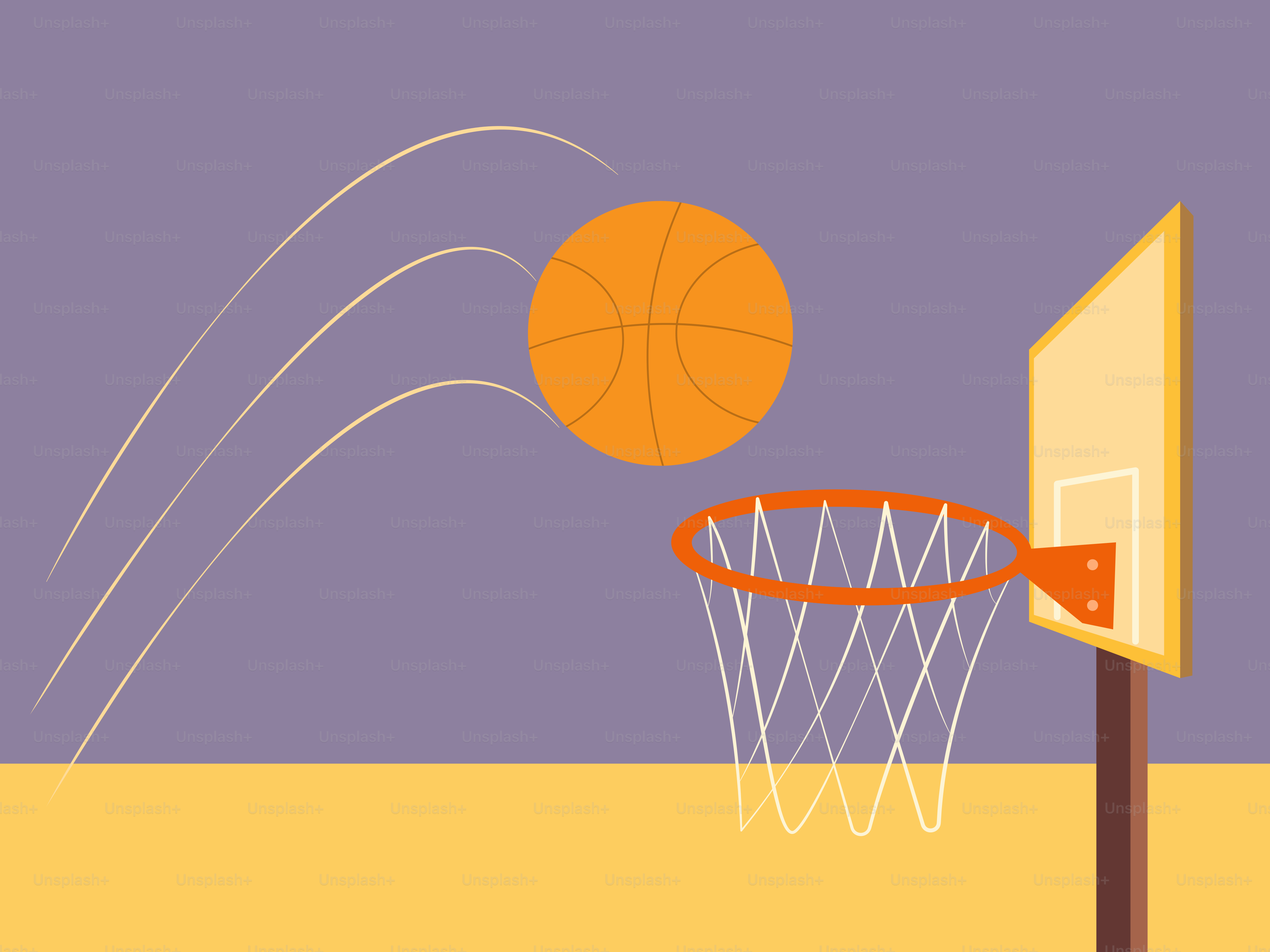 A basketball going through a hoop in the desert