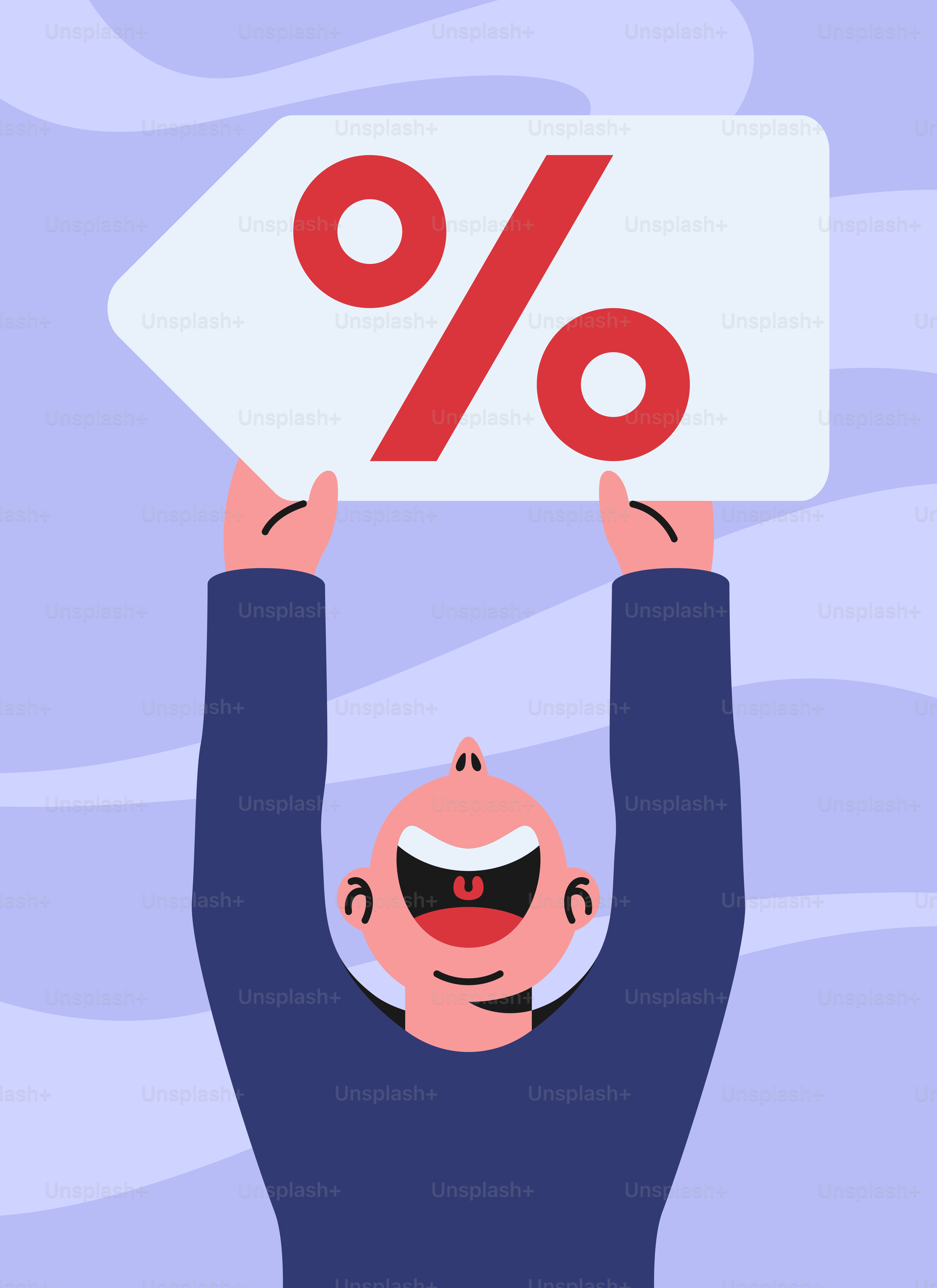 A man holding up a sign that says %