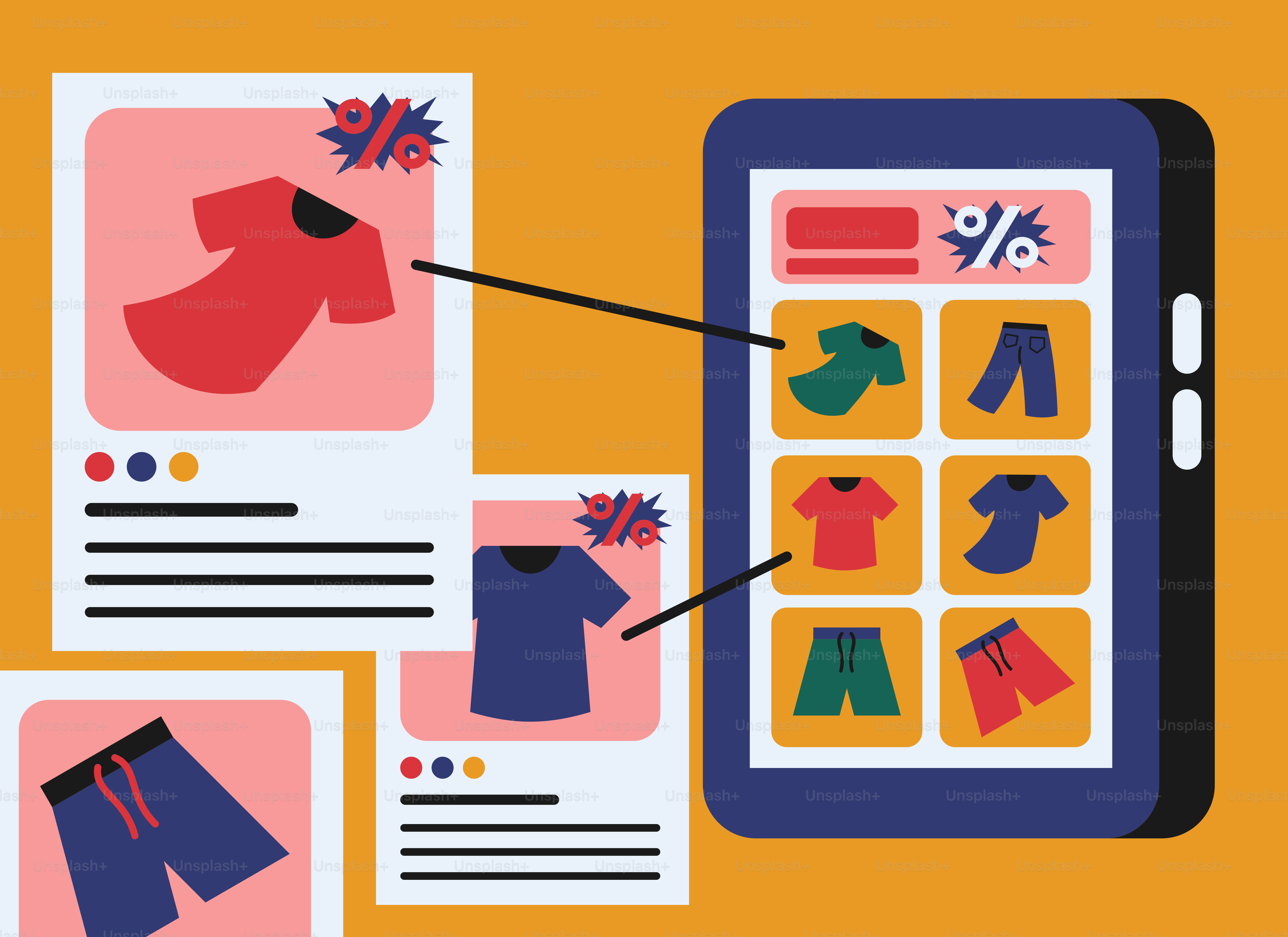 A tablet with clothes on it next to a phone