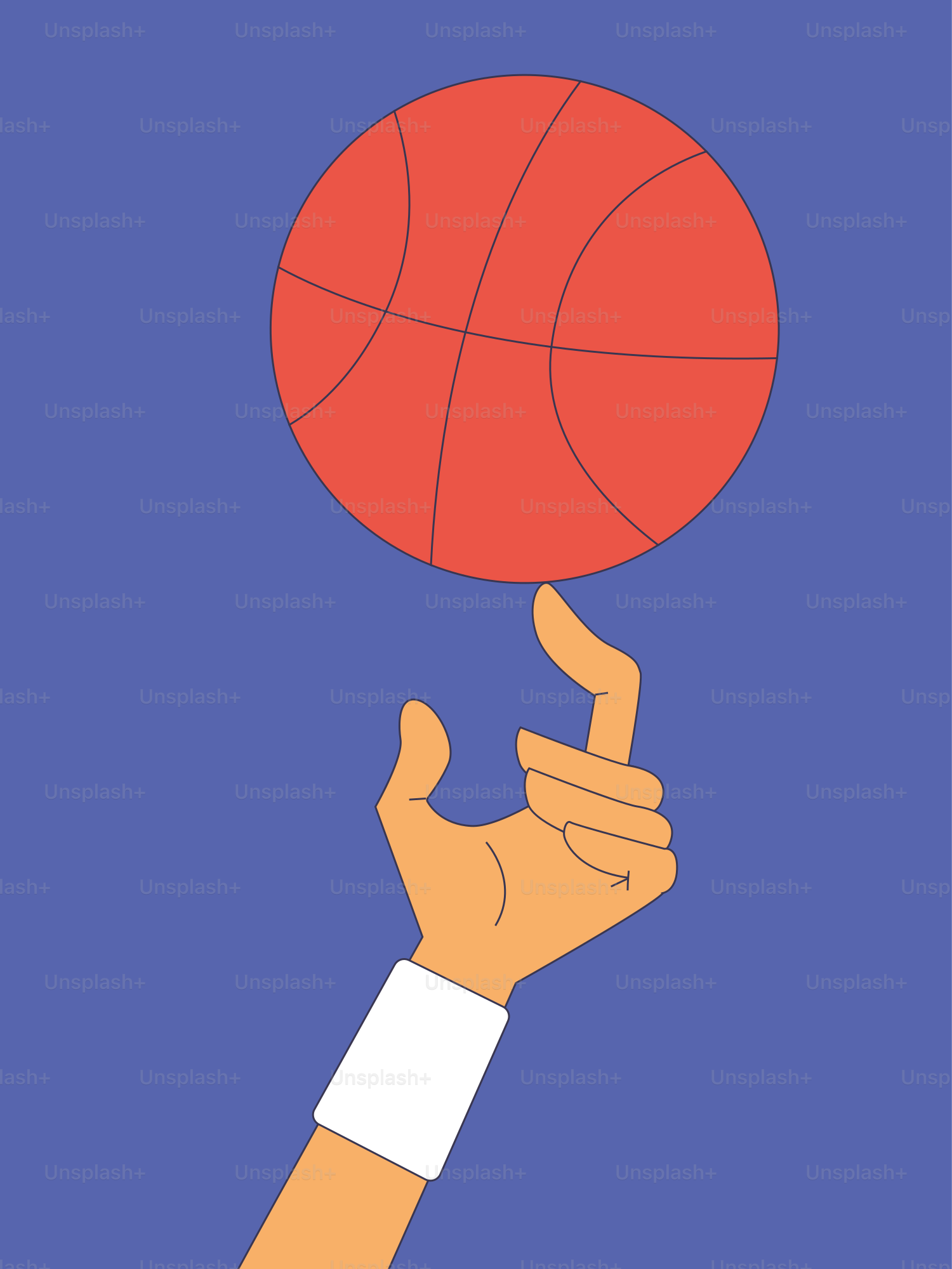 A hand holding a basketball over a blue background