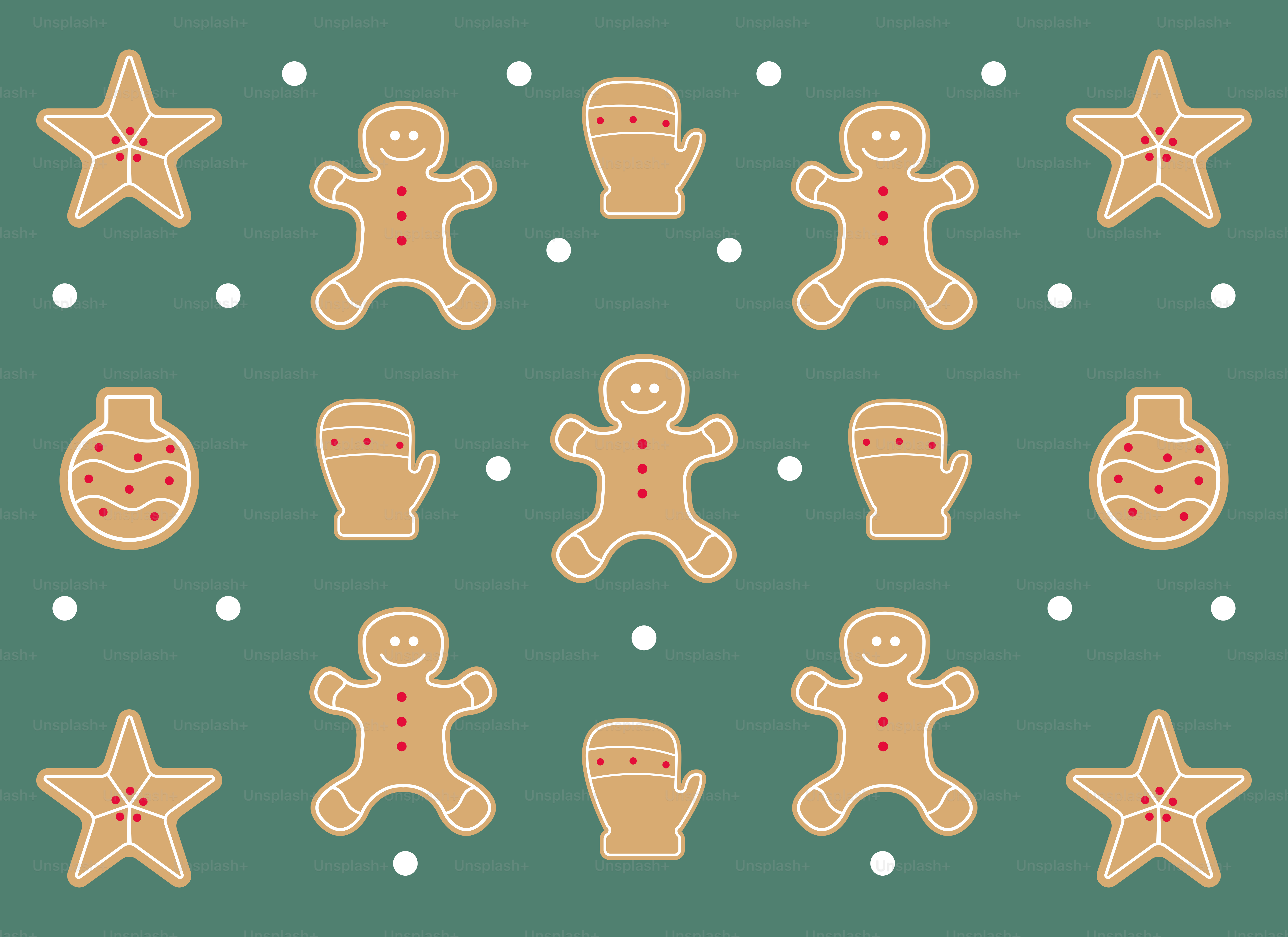 A green background with ginger cookies and stars