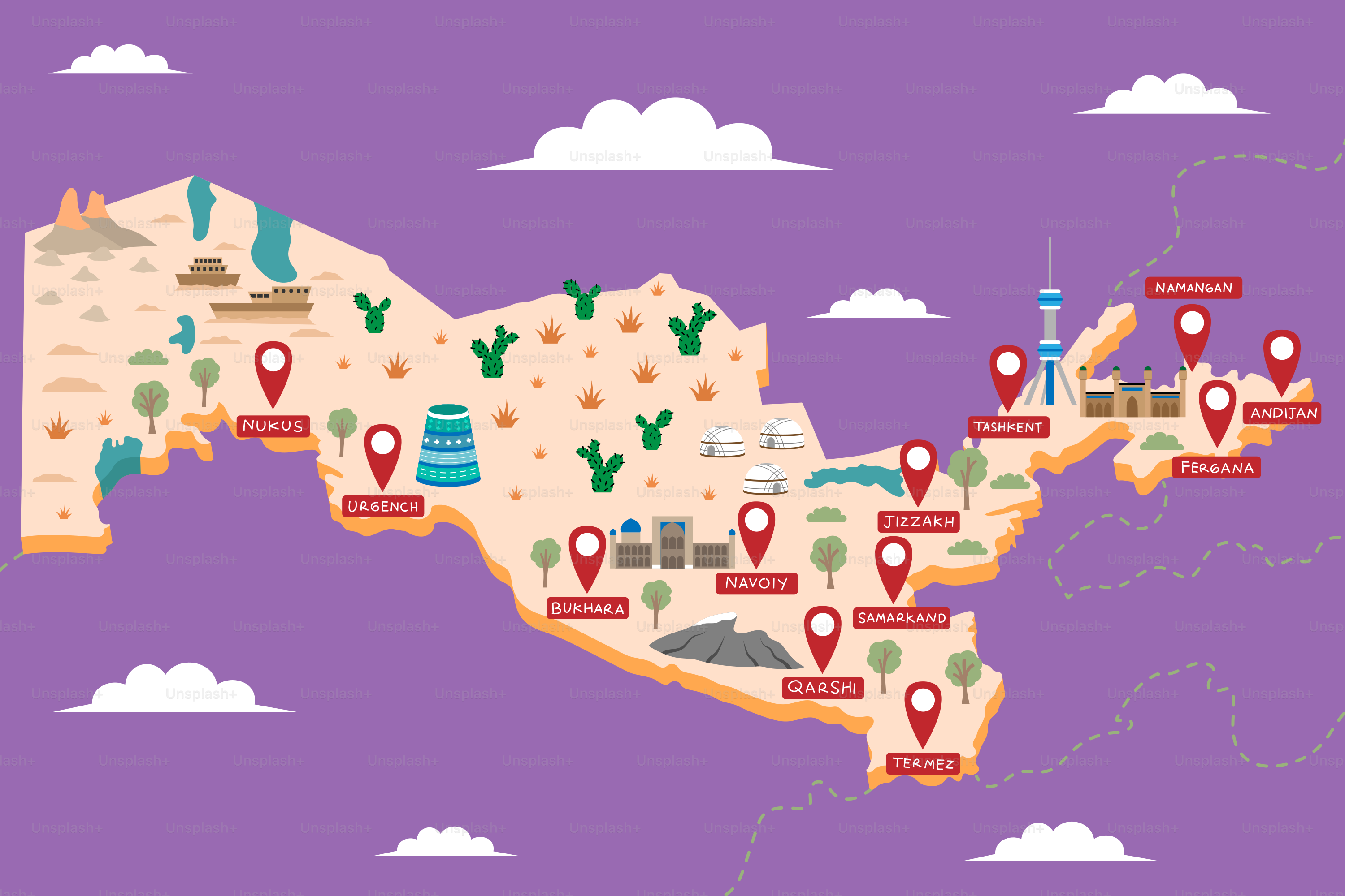 Una mappa degli Stati Uniti con le puntine