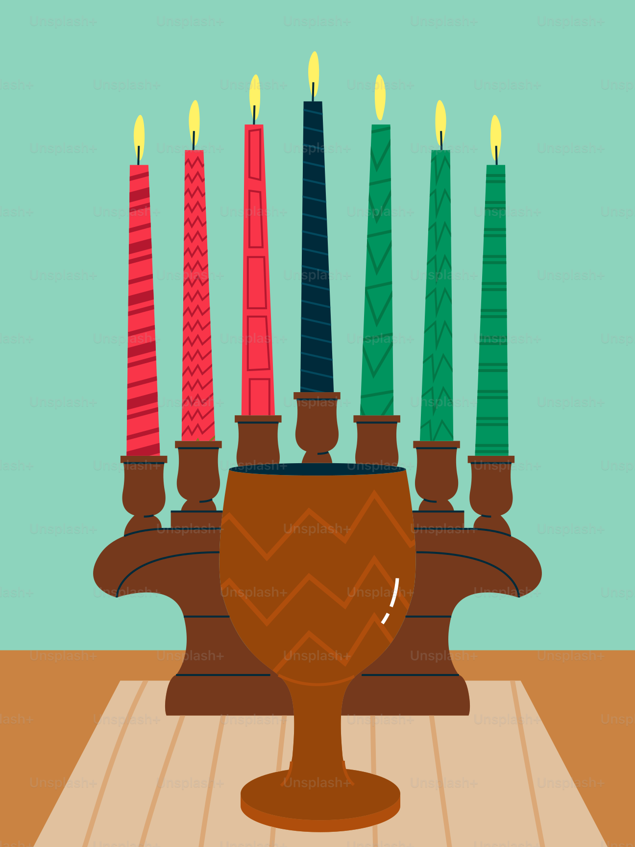 A table topped with a vase filled with candles