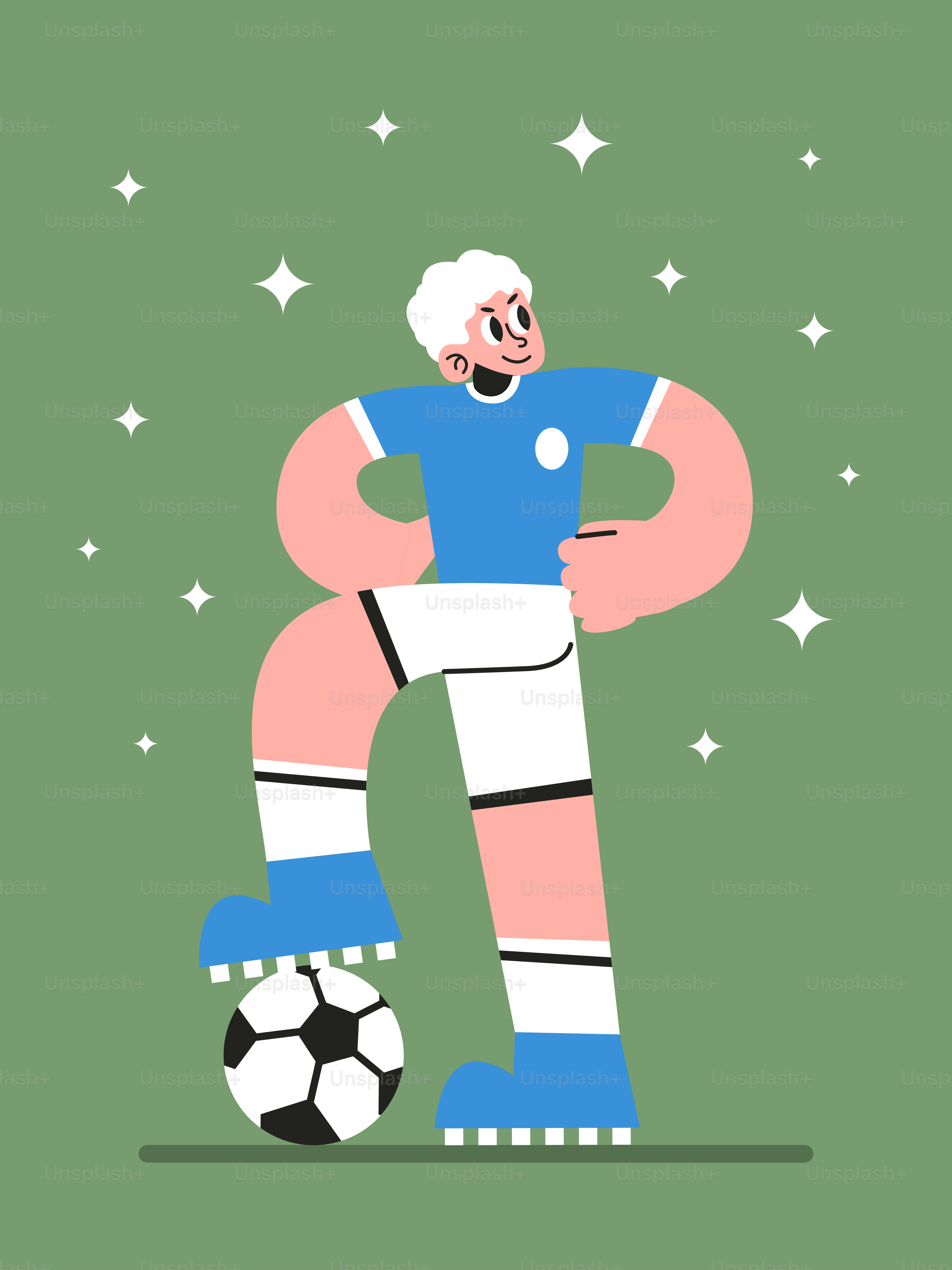 Un dibujo animado de un hombre con un balón de fútbol