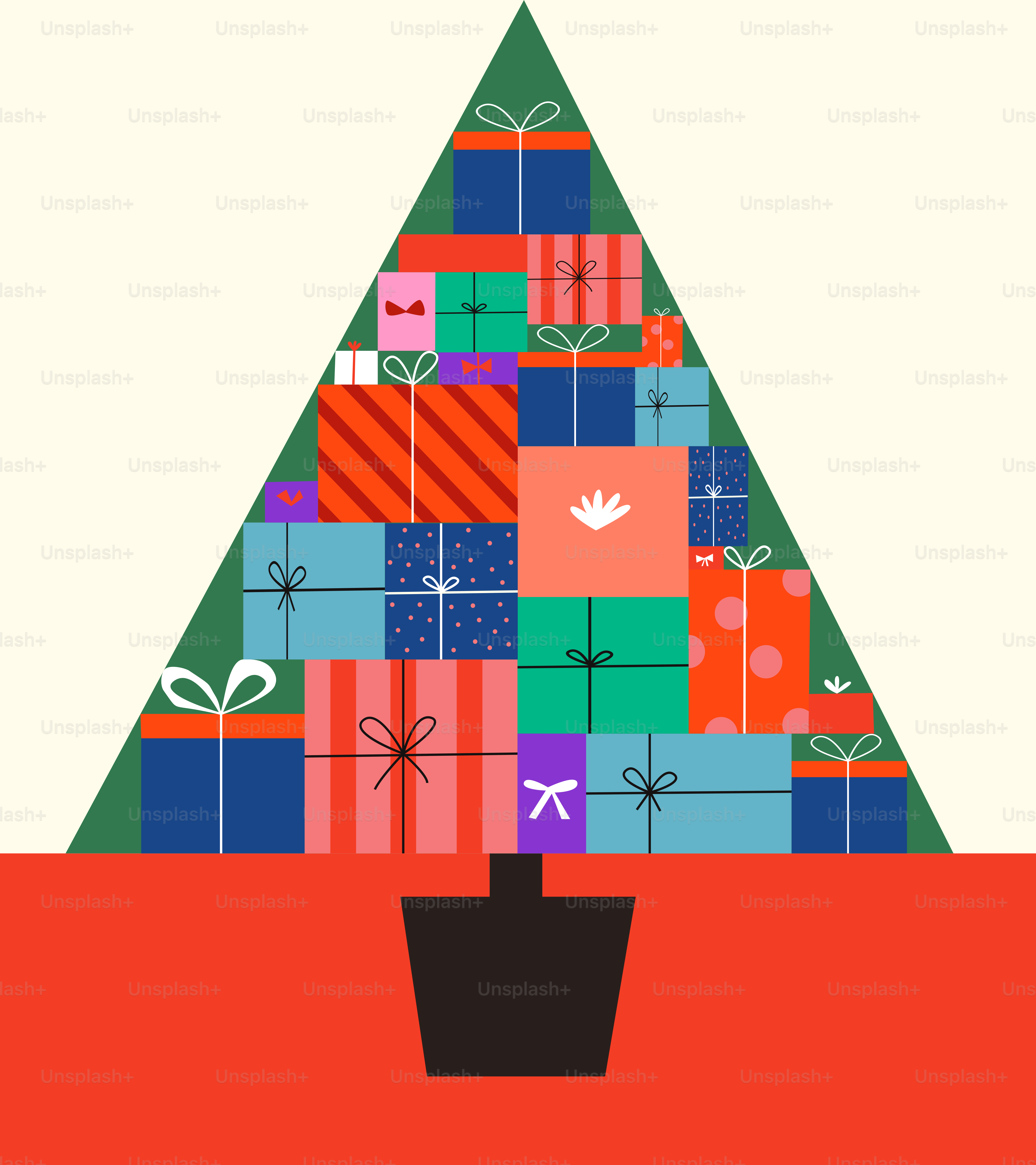 Ein Weihnachtsbaum mit Geschenken darauf