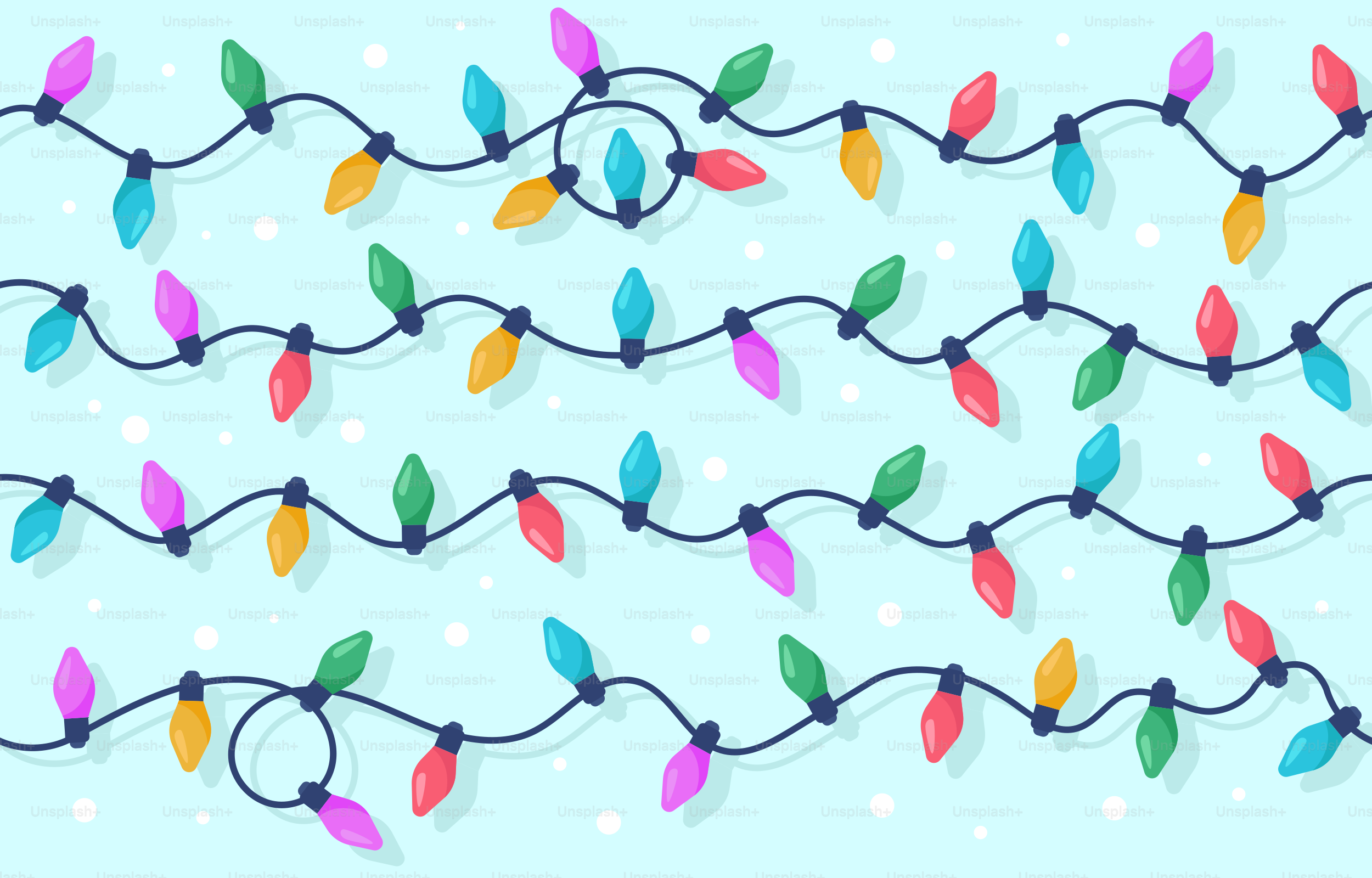 A string of christmas lights on a blue background
