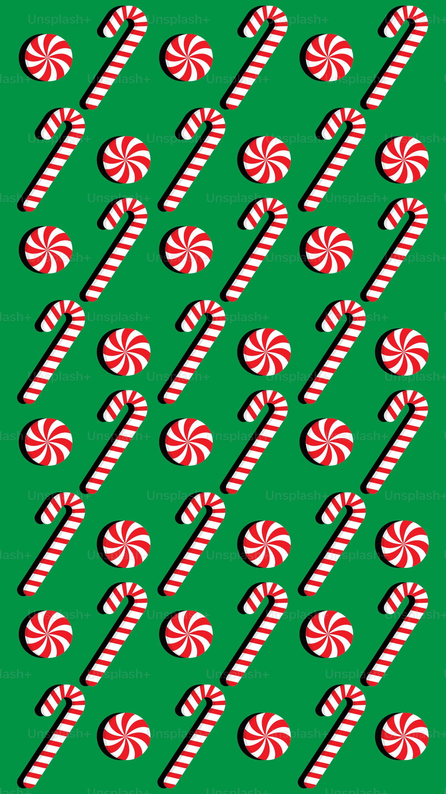 A green background with candy canes on it